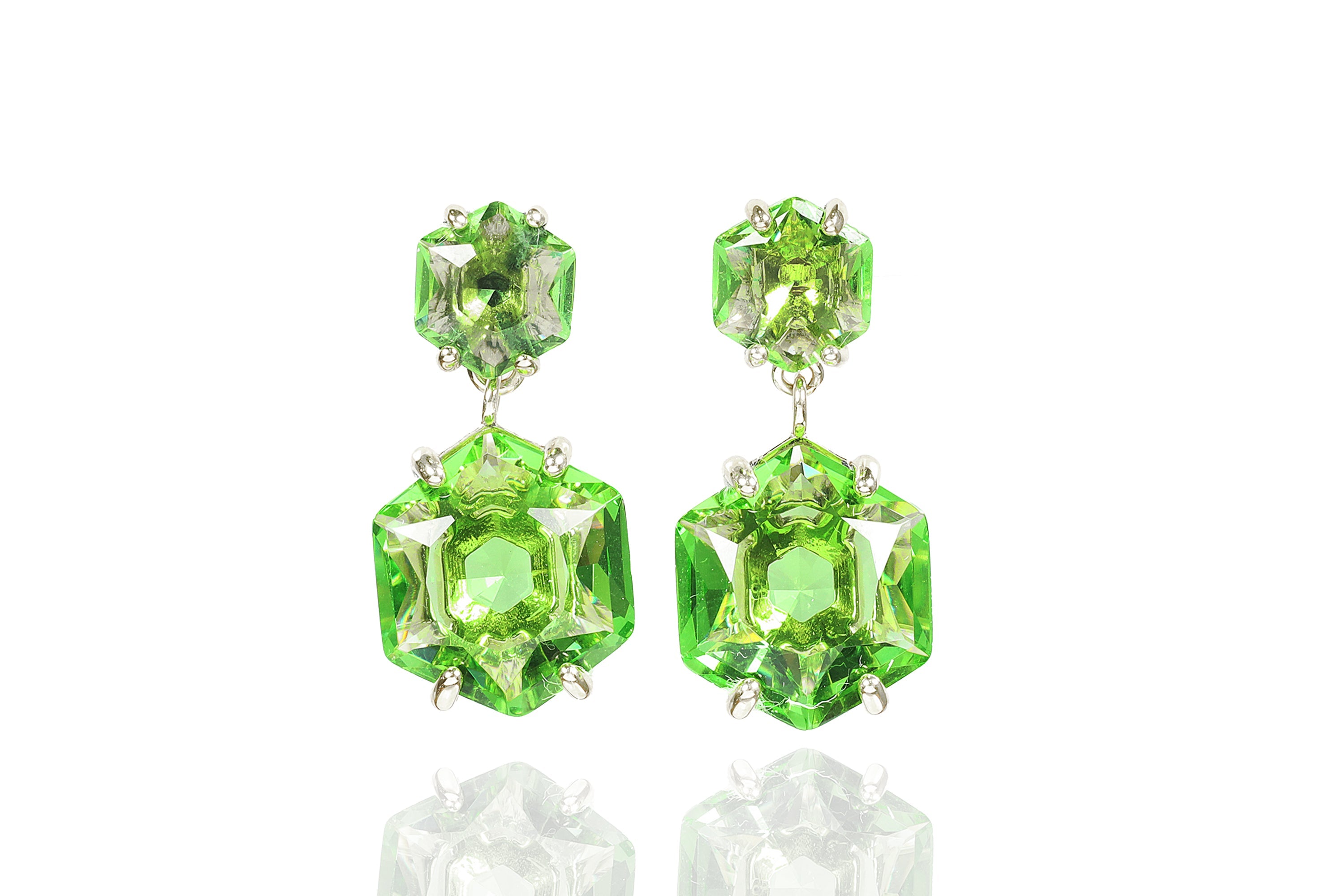 Green Tourmaline Statement Gold Earrings Earrings Anemone Jewelry