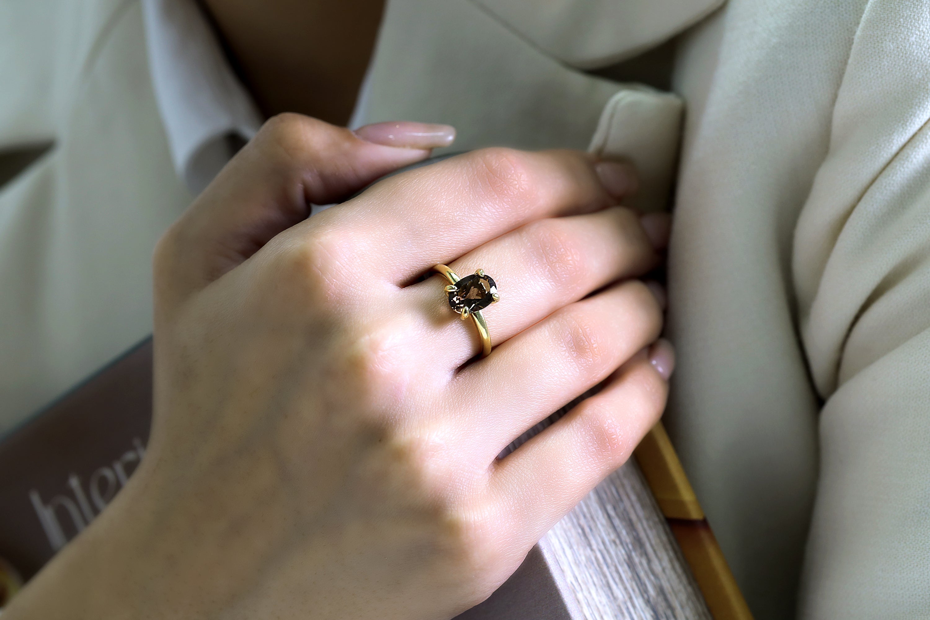 Smoky Quartz Prong Ring in Gold Rings Anemone Unique