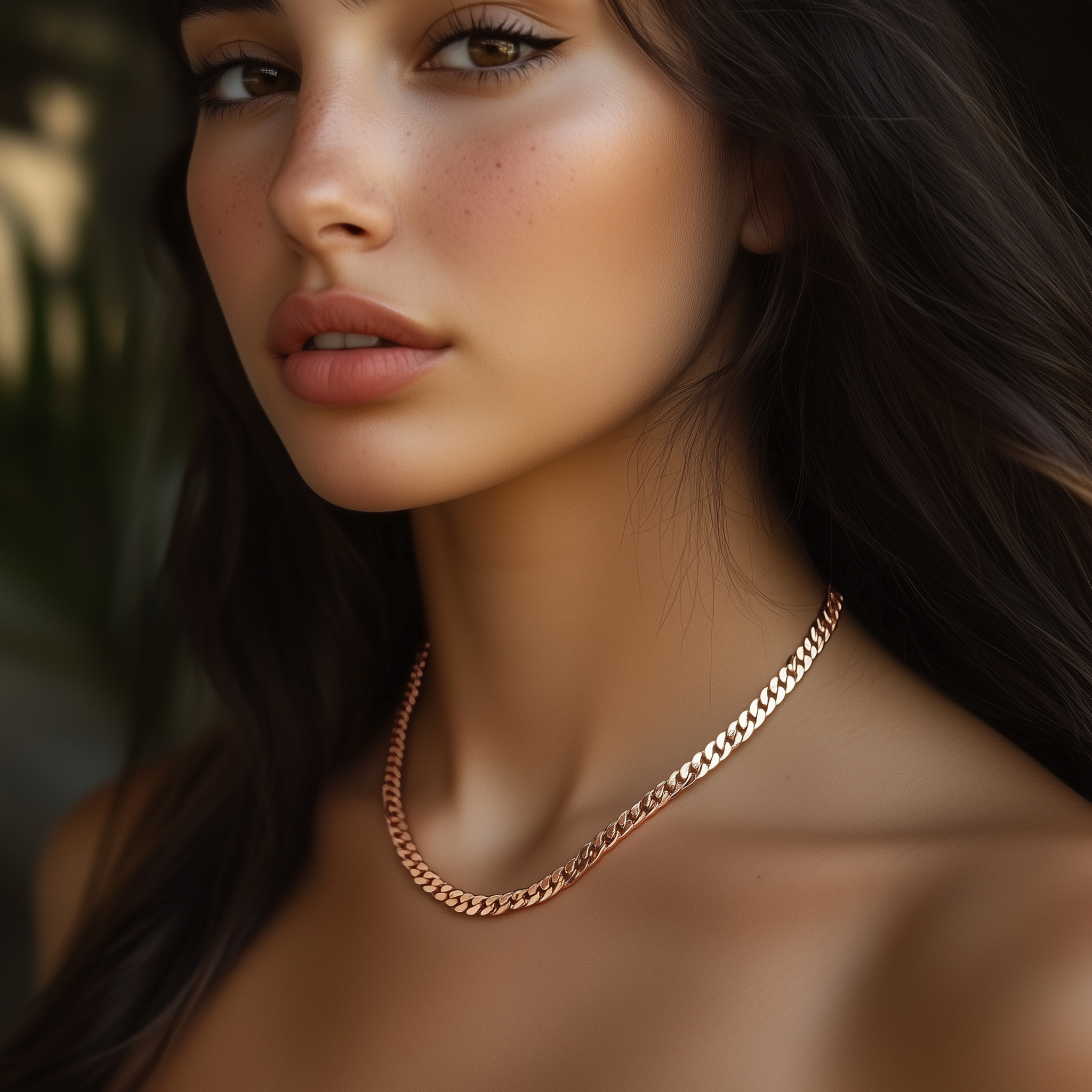 Rose Gold Cuban Link Chain Necklace necklaces Anemone Jewelry