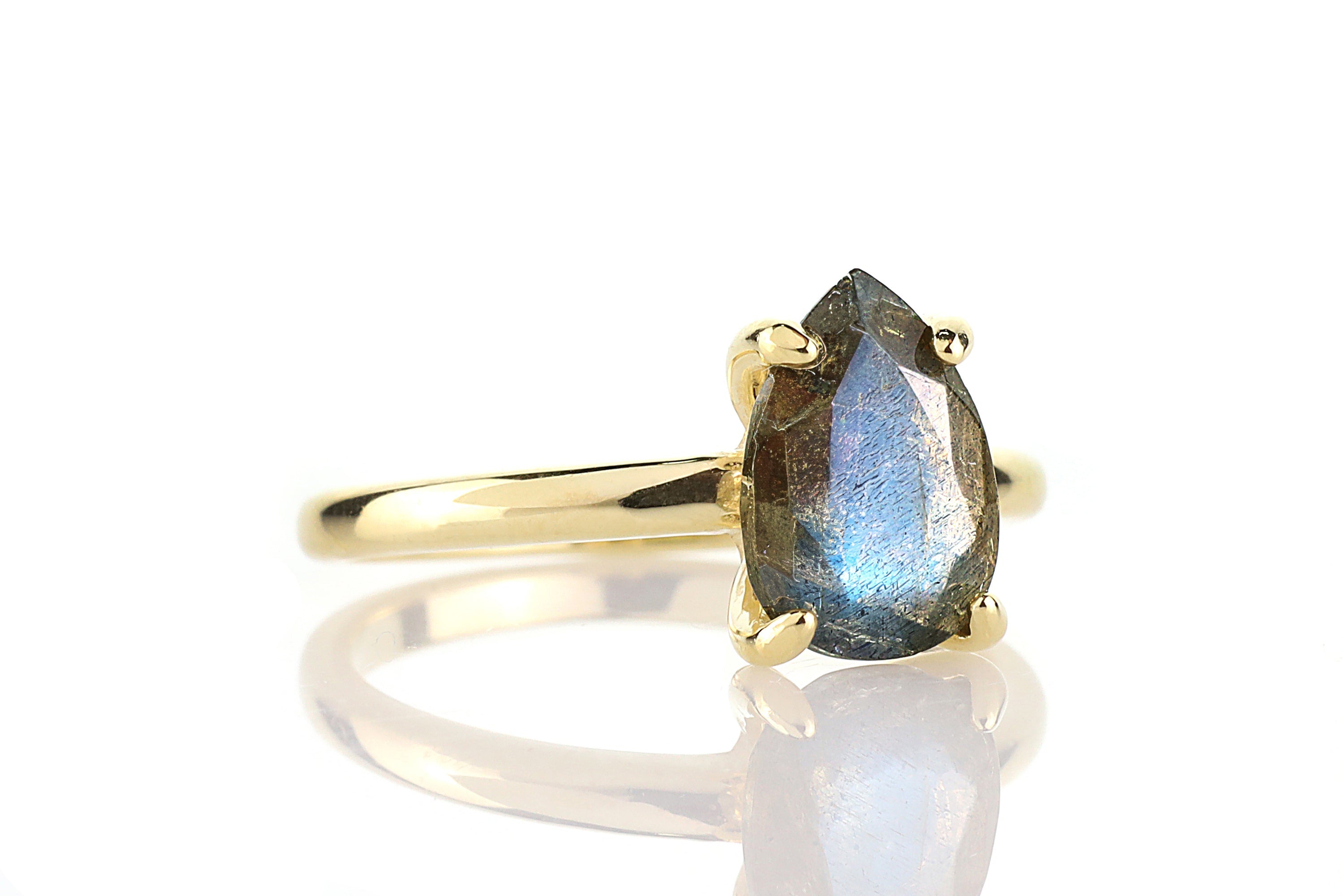 Gold-filled 14K Jewelry Labradorite Ring Rings Anemone Unique