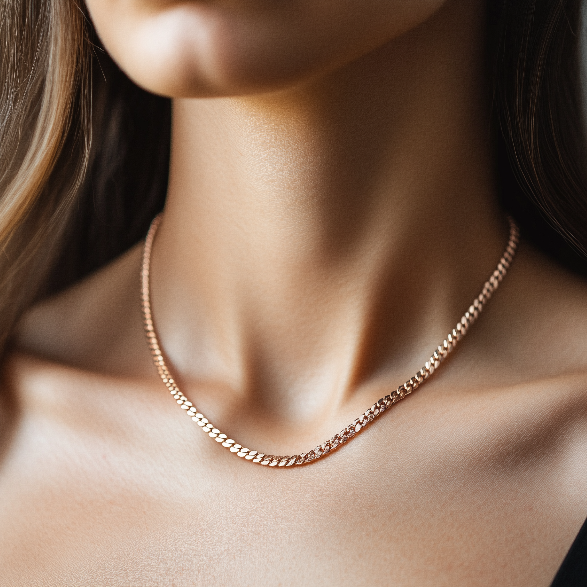 Women's Rose Gold Cuban Necklace necklaces Anemone Jewelry