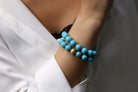 Turquoise Beaded Gold Bracelet with Brushed Gold Bead Bracelets Anemone Jewelry