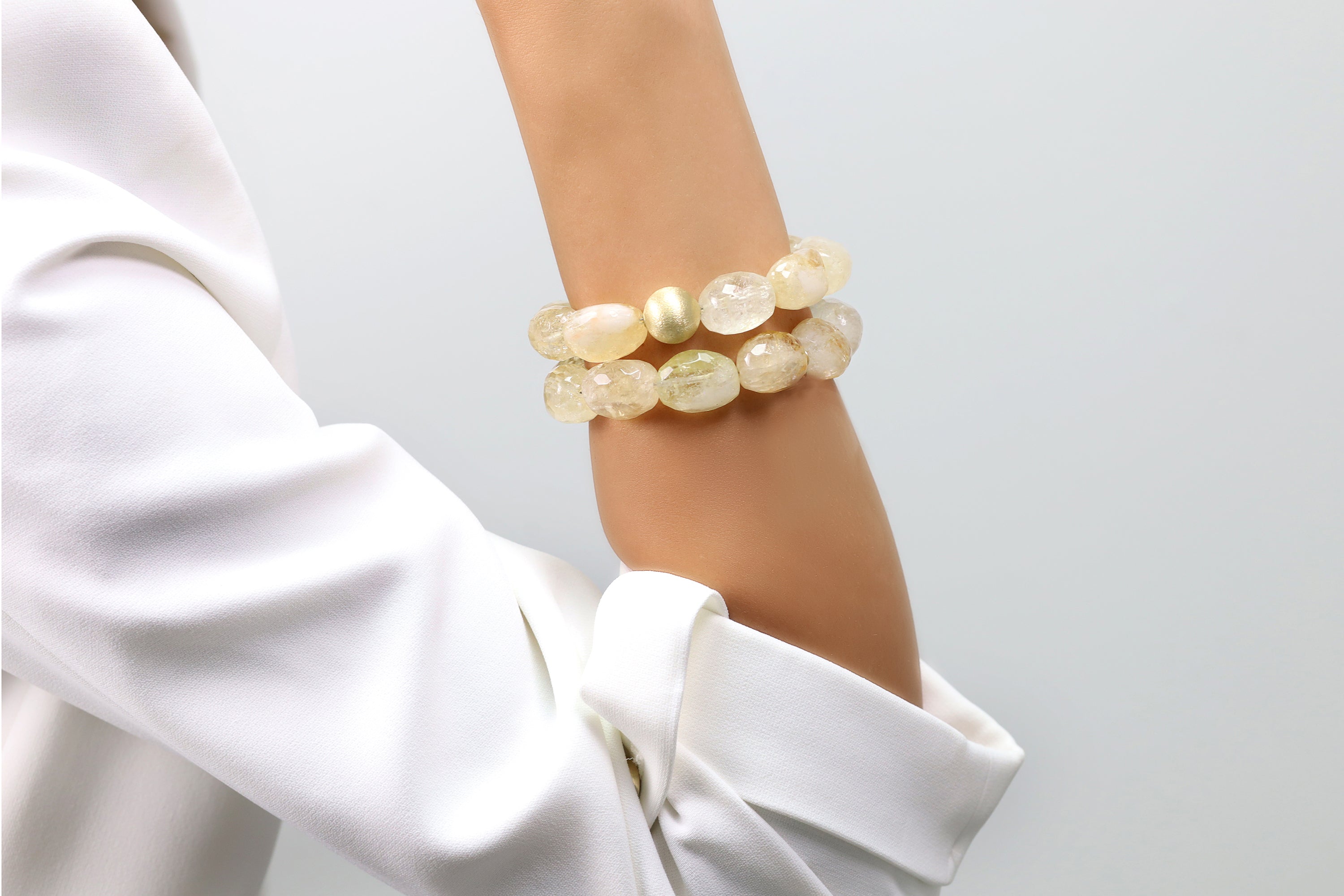 Citrine Bracelet with Round Brushed Gold Bead Bracelets Anemone Jewelry