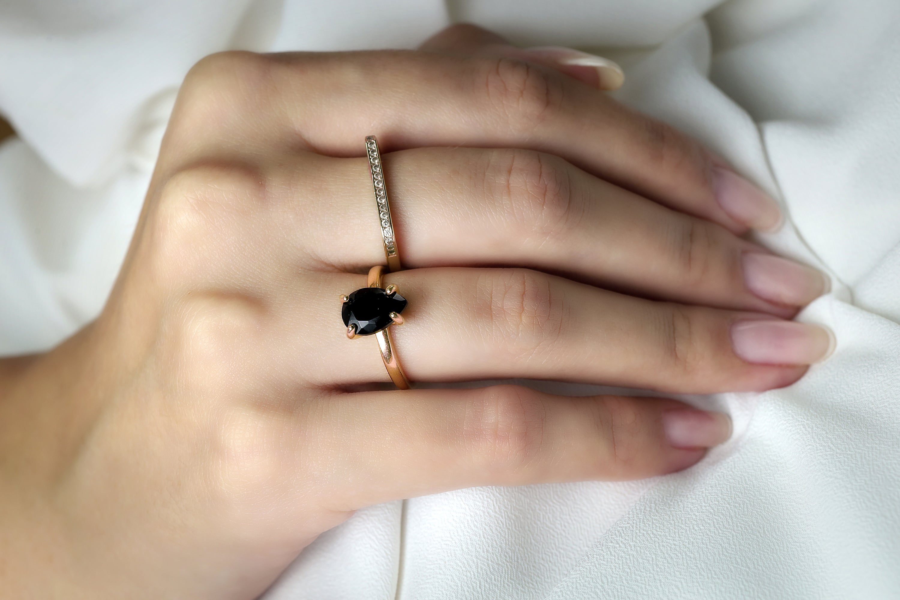Teardrop Black Onyx Ring in Silver Rings Anemone Unique