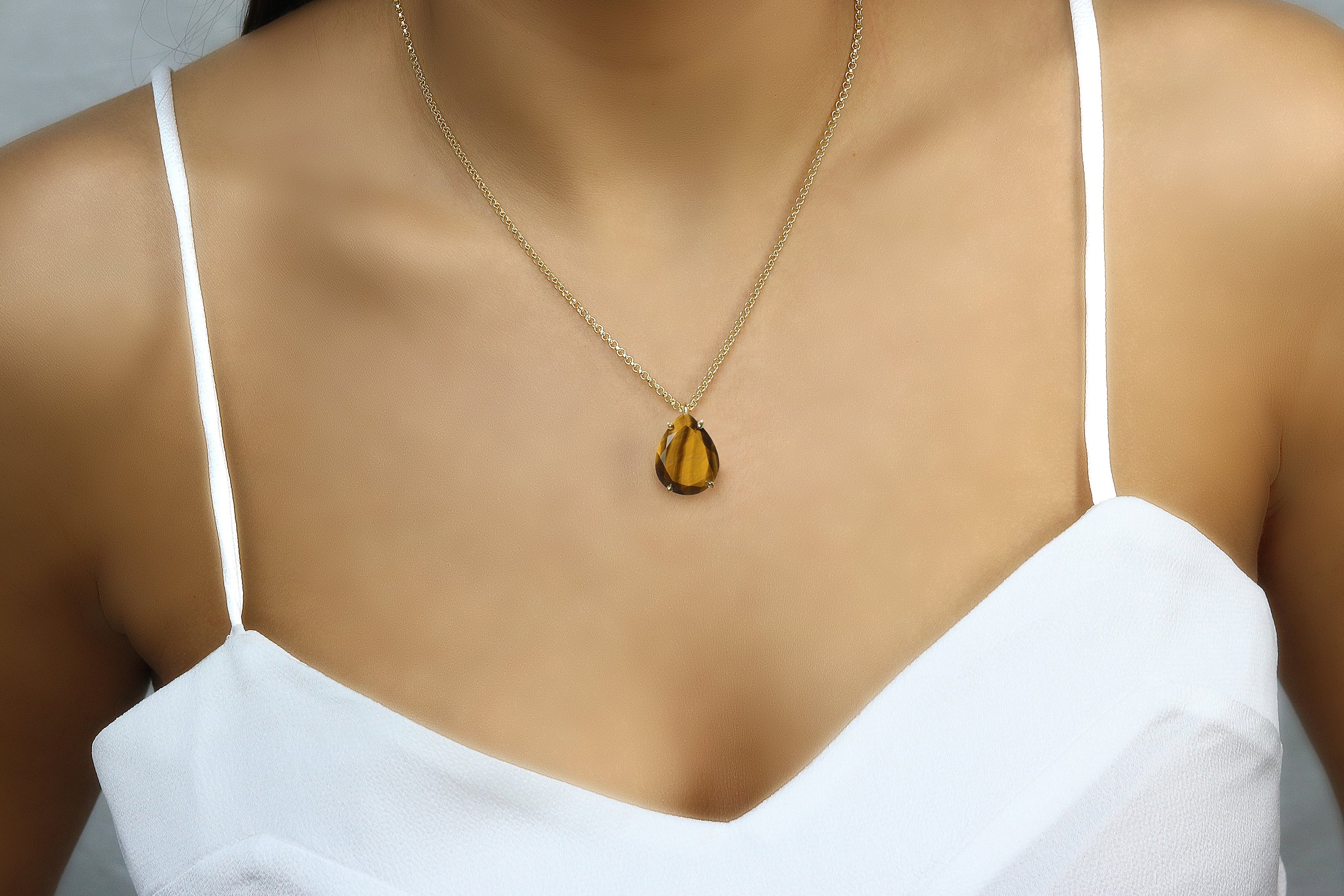 Tiger Eye Necklace in Gold necklaces Anemone Jewelry