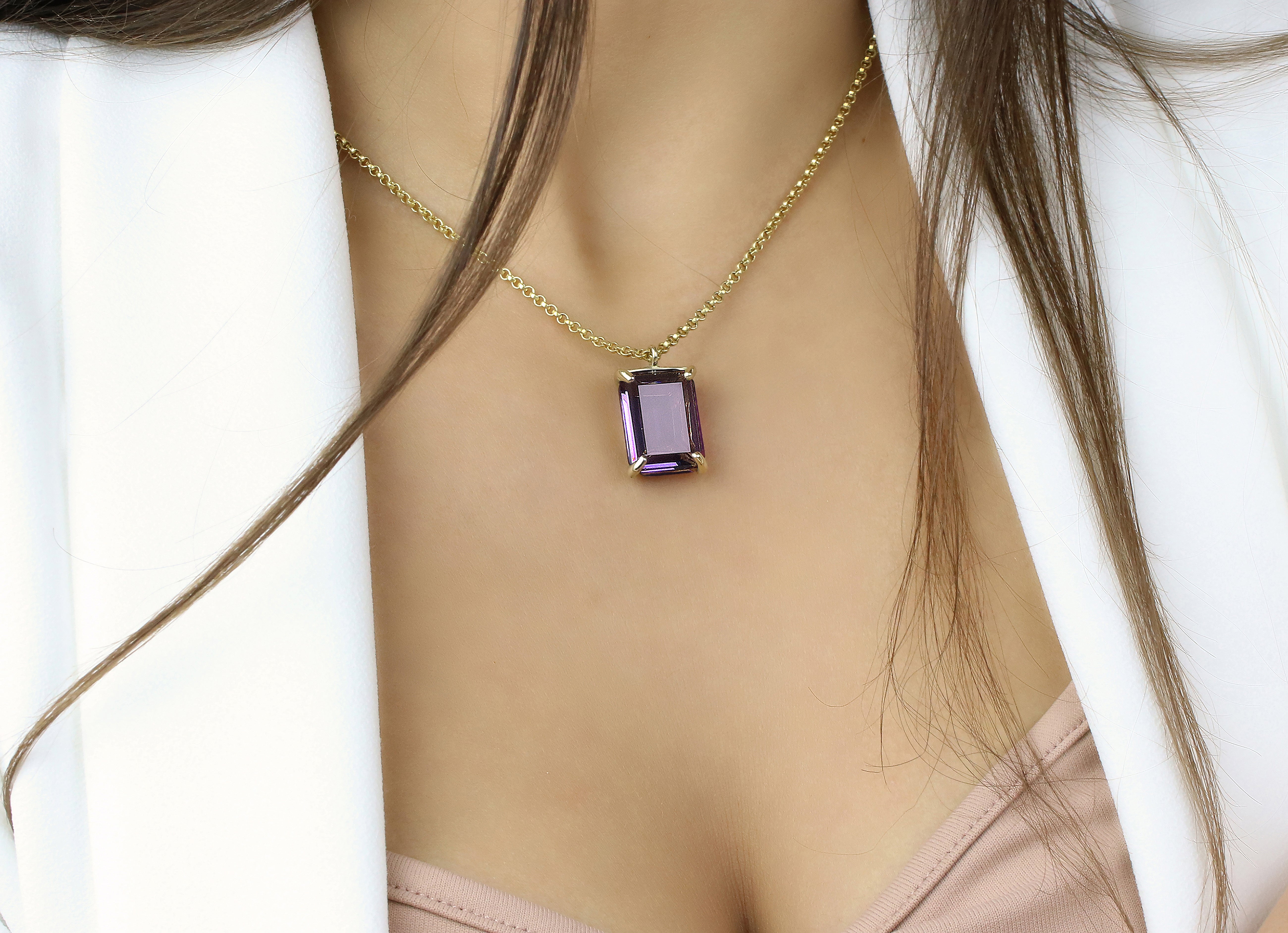 Timeless Amethyst Pendant Necklace in 14k Gold necklaces Anemone Jewelry