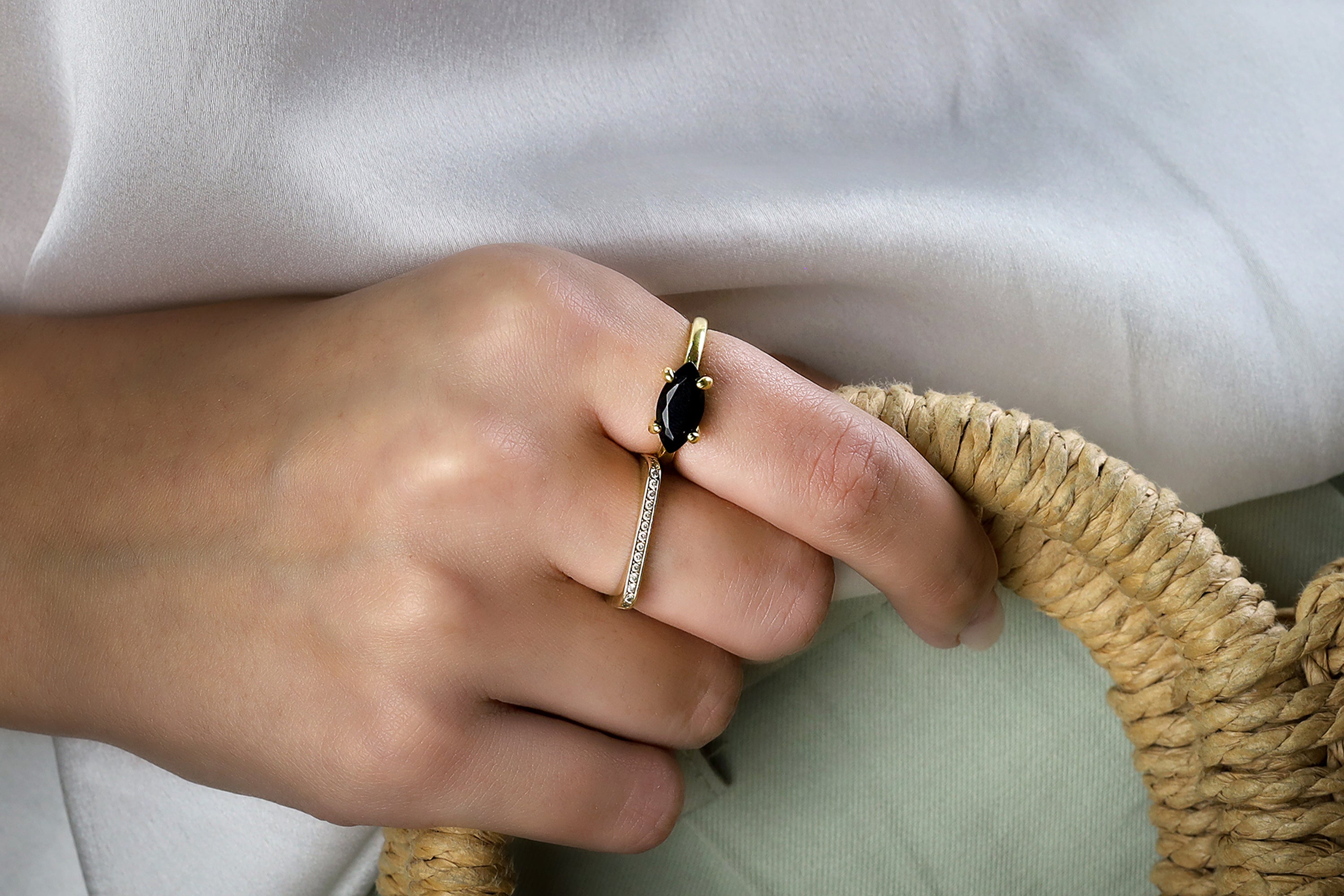 Black Onyx Gold Filled Ring Rings Anemone Unique