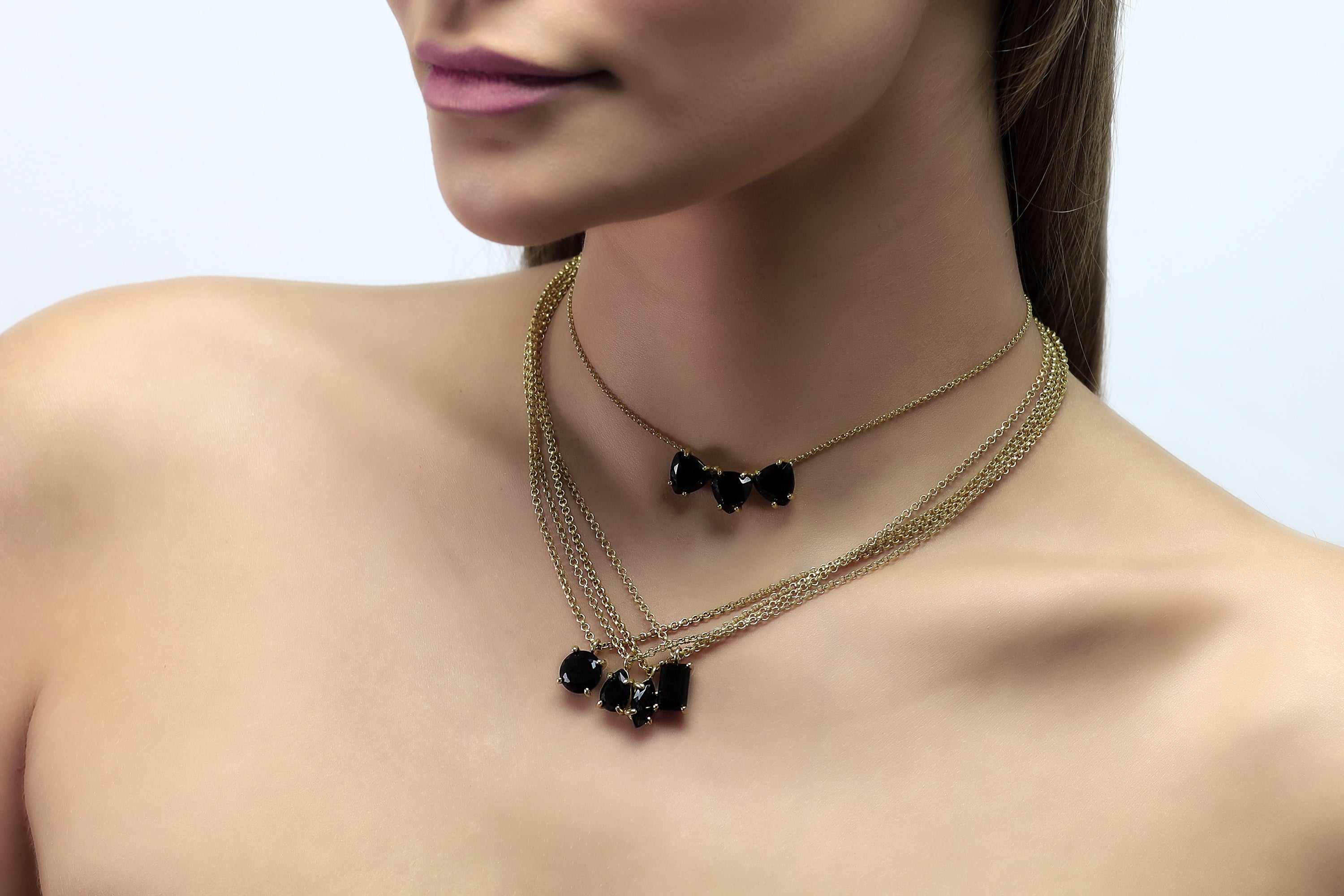 Delicate Black Onyx Gold Necklace necklaces Anemone Unique