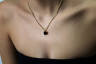 Natural Round Cut Black Onyx Gold Necklace necklaces Anemone Unique