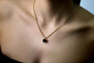 Natural Round Cut Black Onyx Gold Necklace necklaces Anemone Unique