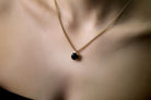 Natural Round Cut Black Onyx Gold Necklace necklaces Anemone Unique