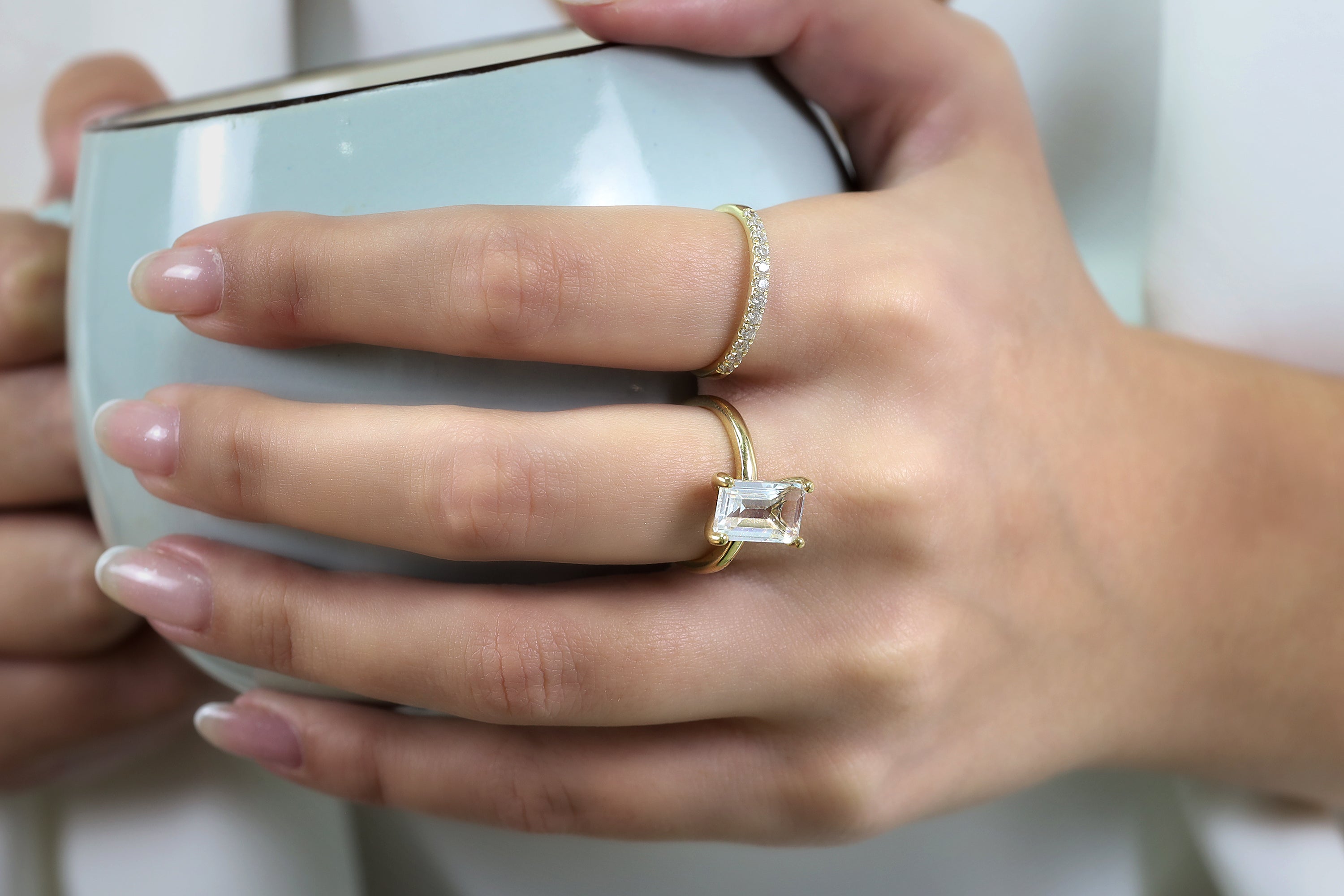 Rectangular Crystal Quartz in 14k Gold-filled Ring Rings Anemone Unique