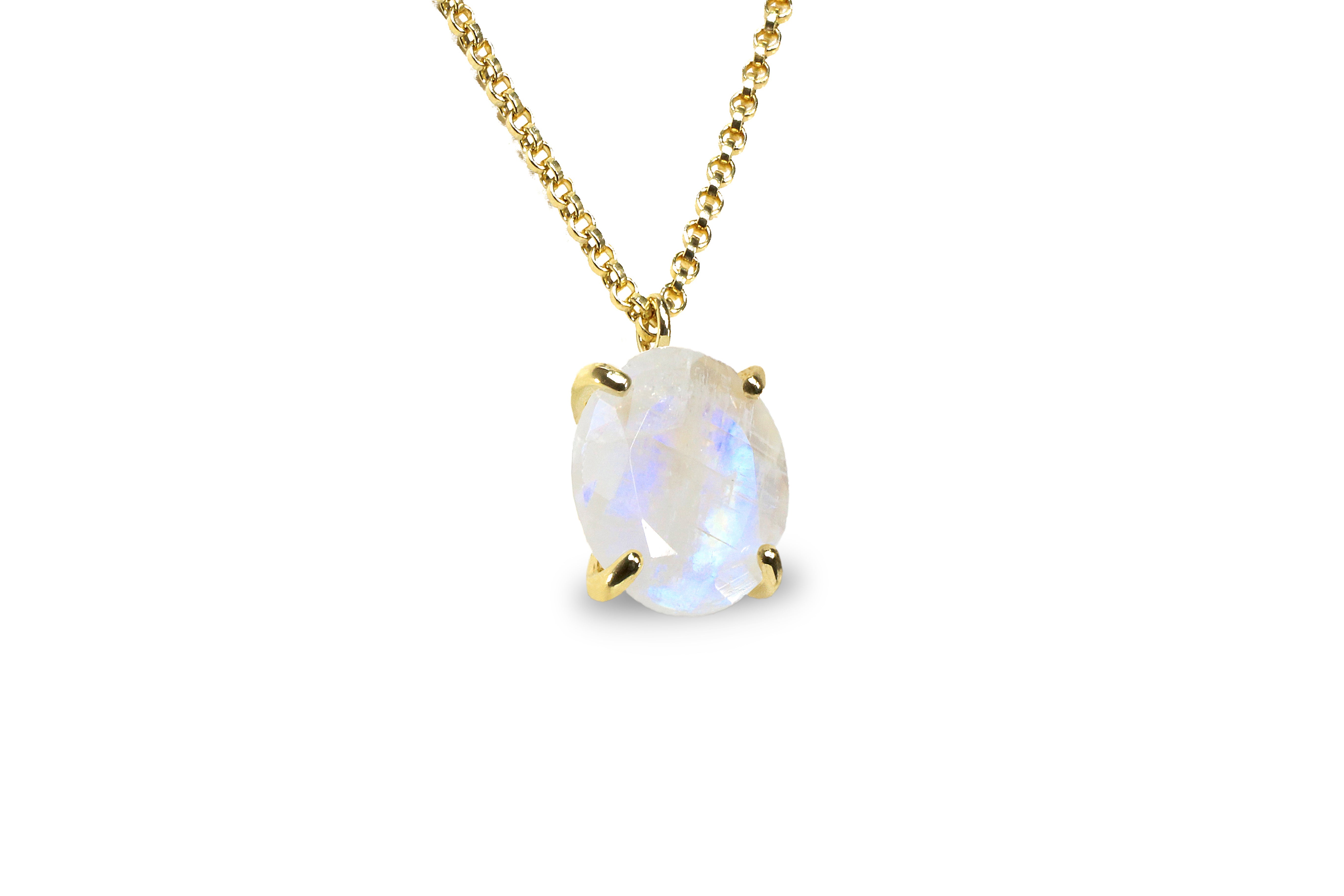 Adorable Moonstone Jewelry 16mm Round Crystal Pendant Necklace necklaces Anemone Jewelry