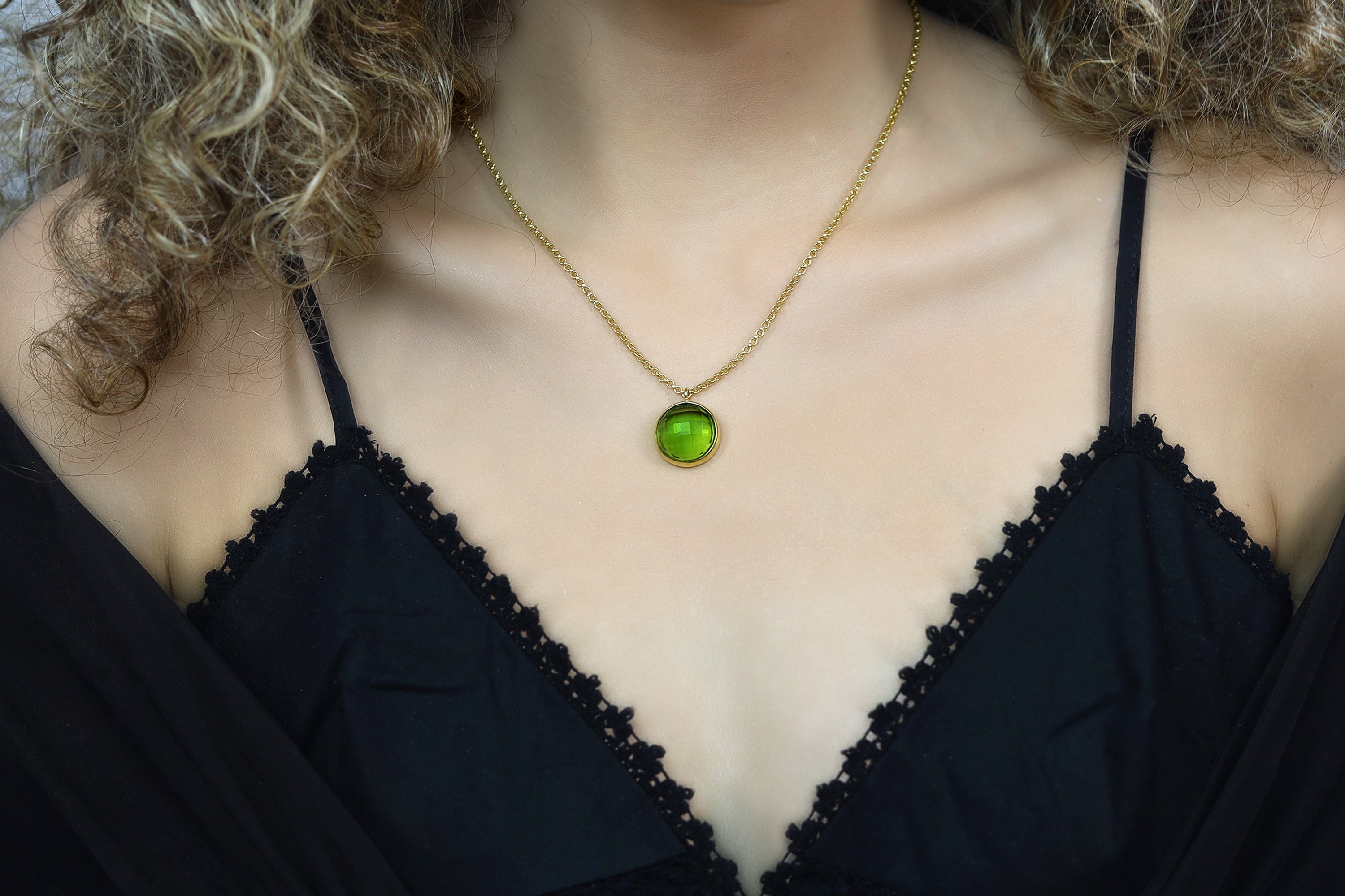 Handmade Bezel Set Peridot Pendant Silver Necklace necklaces Anemone Limited