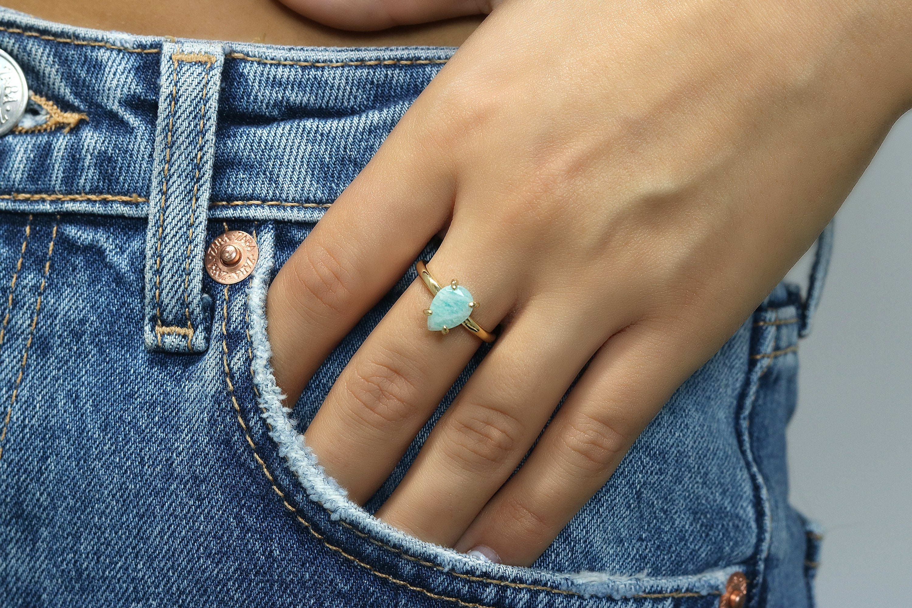 14k Gold Filled Cocktail Amazonite Ring Rings Anemone Unique