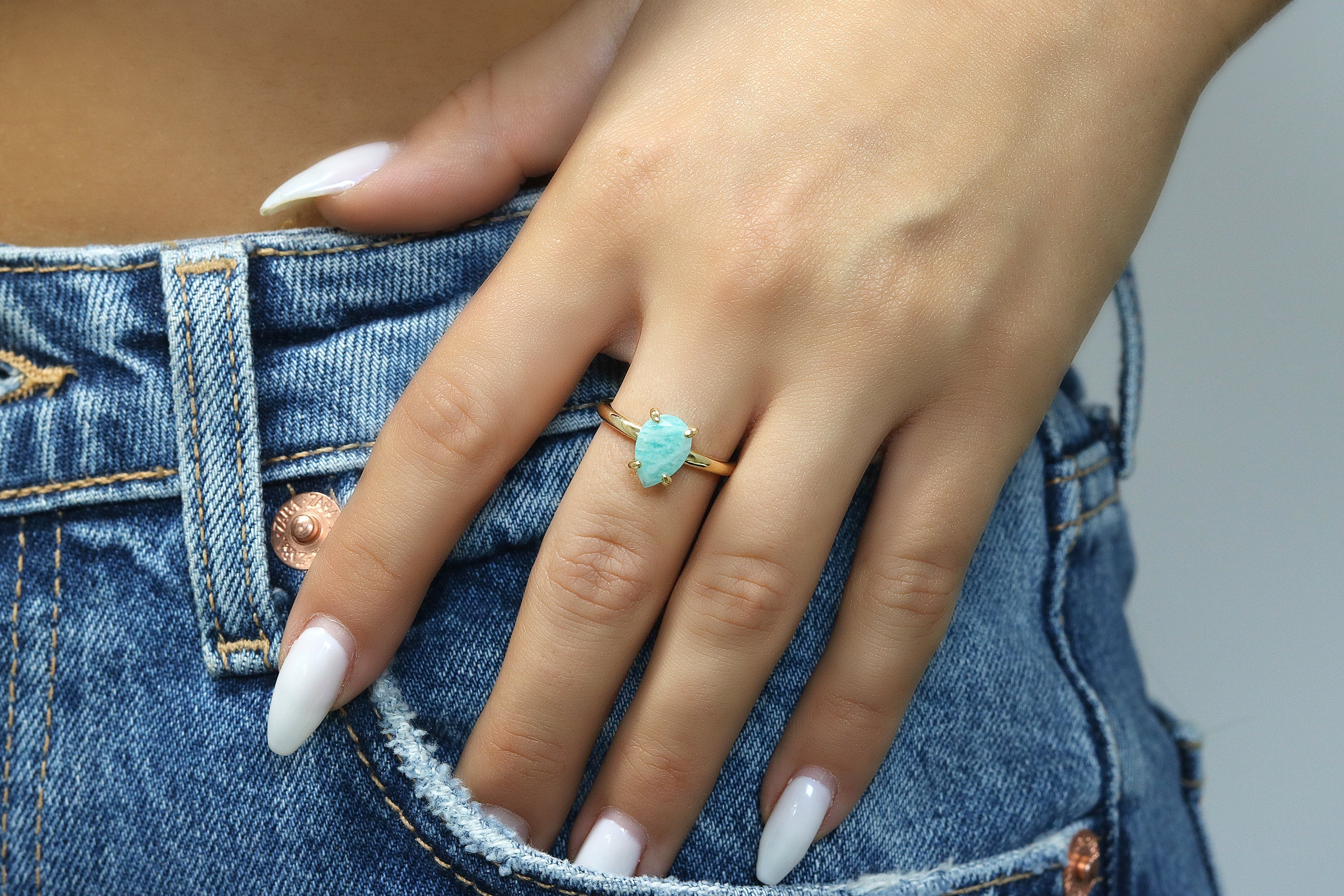 14k Gold Filled Cocktail Amazonite Ring Rings Anemone Unique