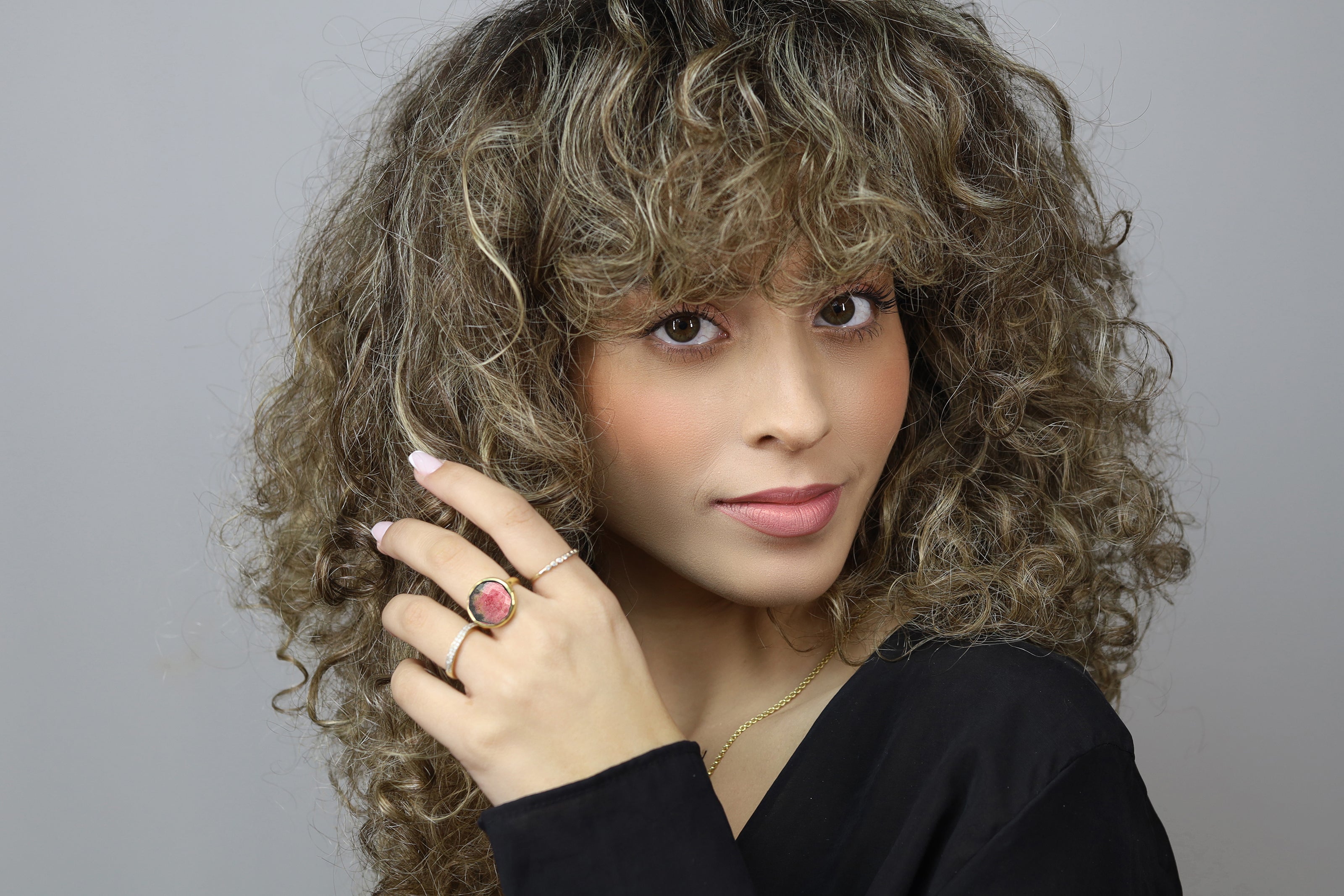 Rhodonite Stone Statement Gold Bezel Ring Rings Anemone Limited