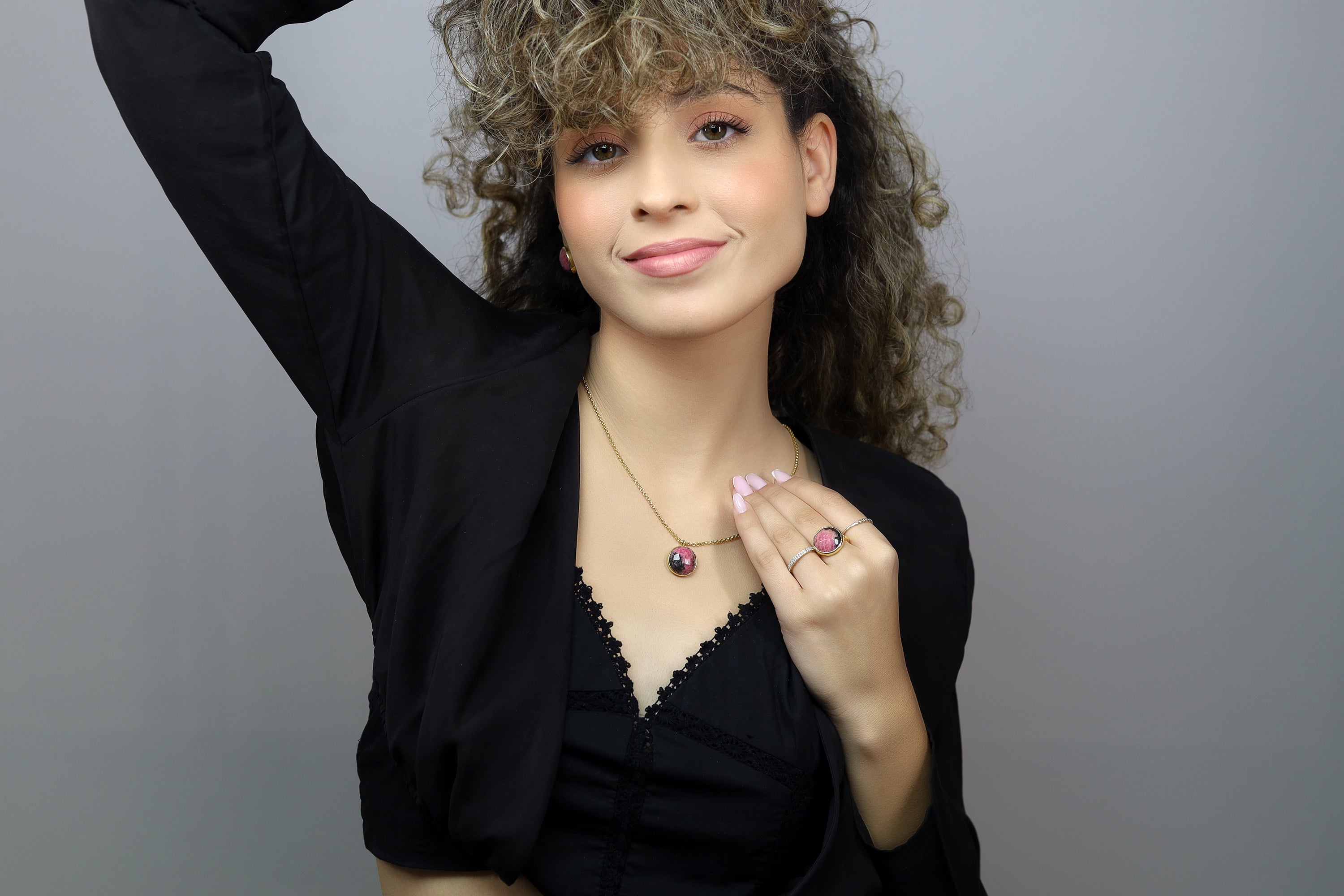 Rhodonite Stone Statement Gold Bezel Ring Rings Anemone Limited