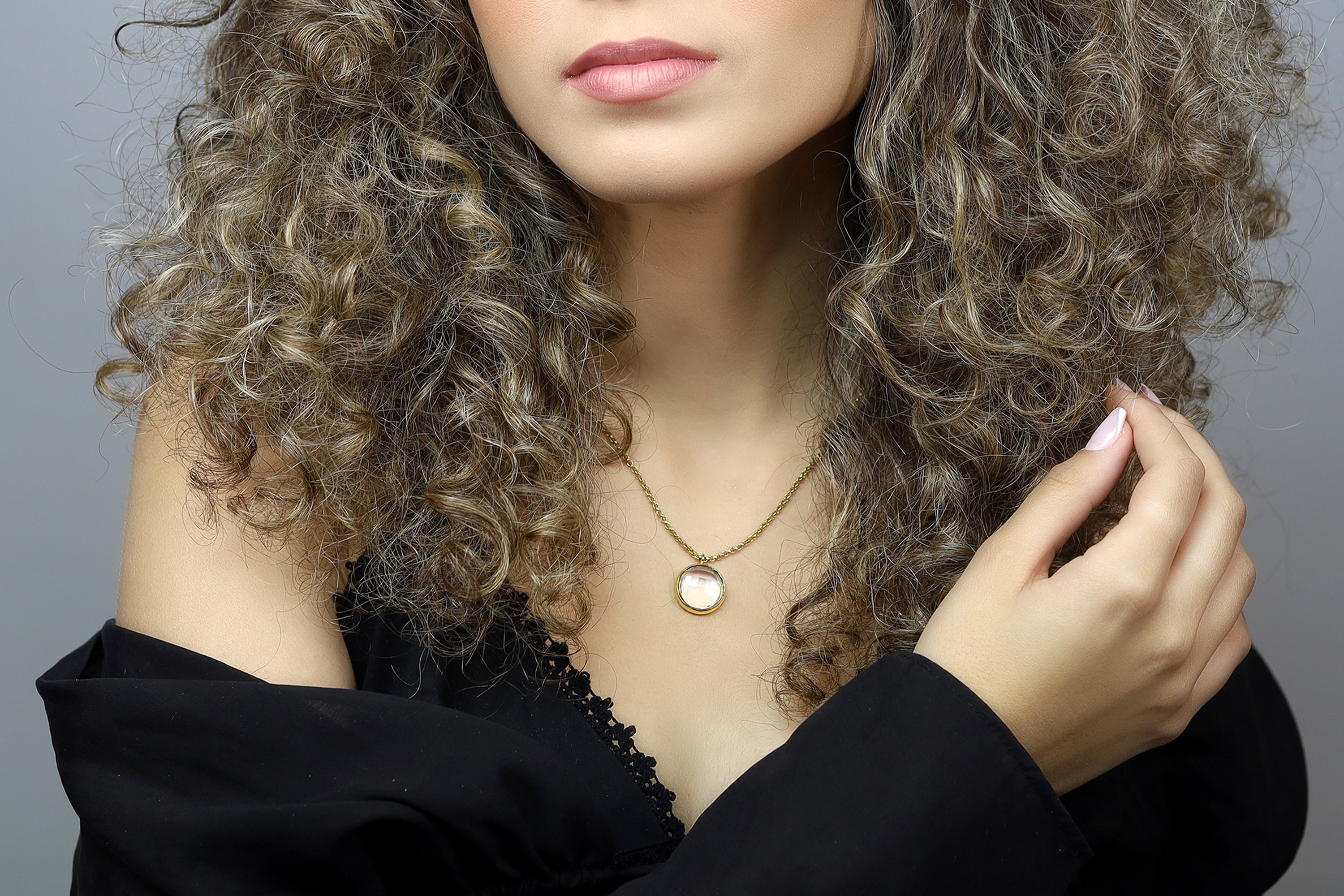 Statement Clear Quartz Bezel Set 14k Gold Necklace necklaces Anemone Limited