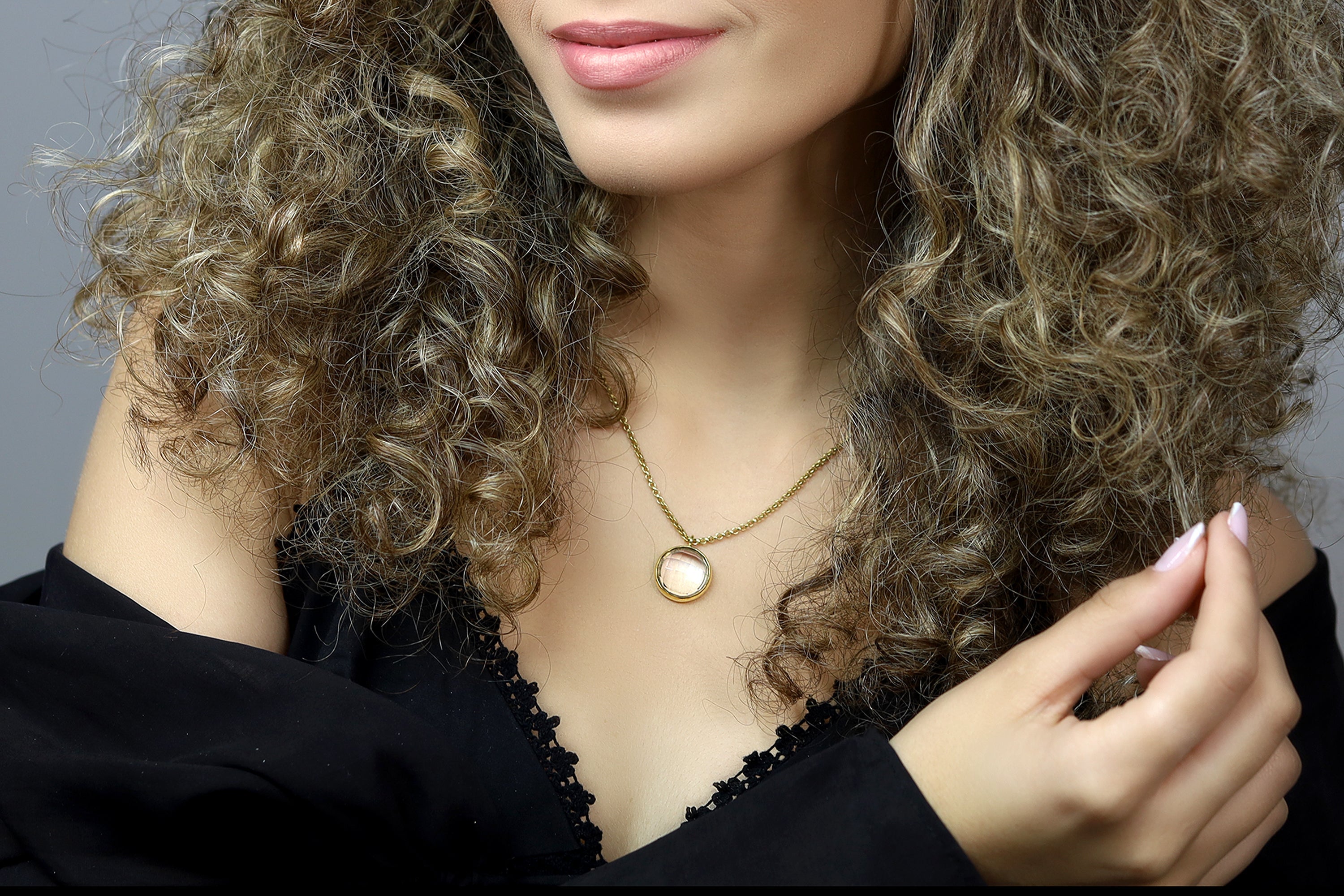 Statement Clear Quartz Bezel Set 14k Gold Necklace necklaces Anemone Limited