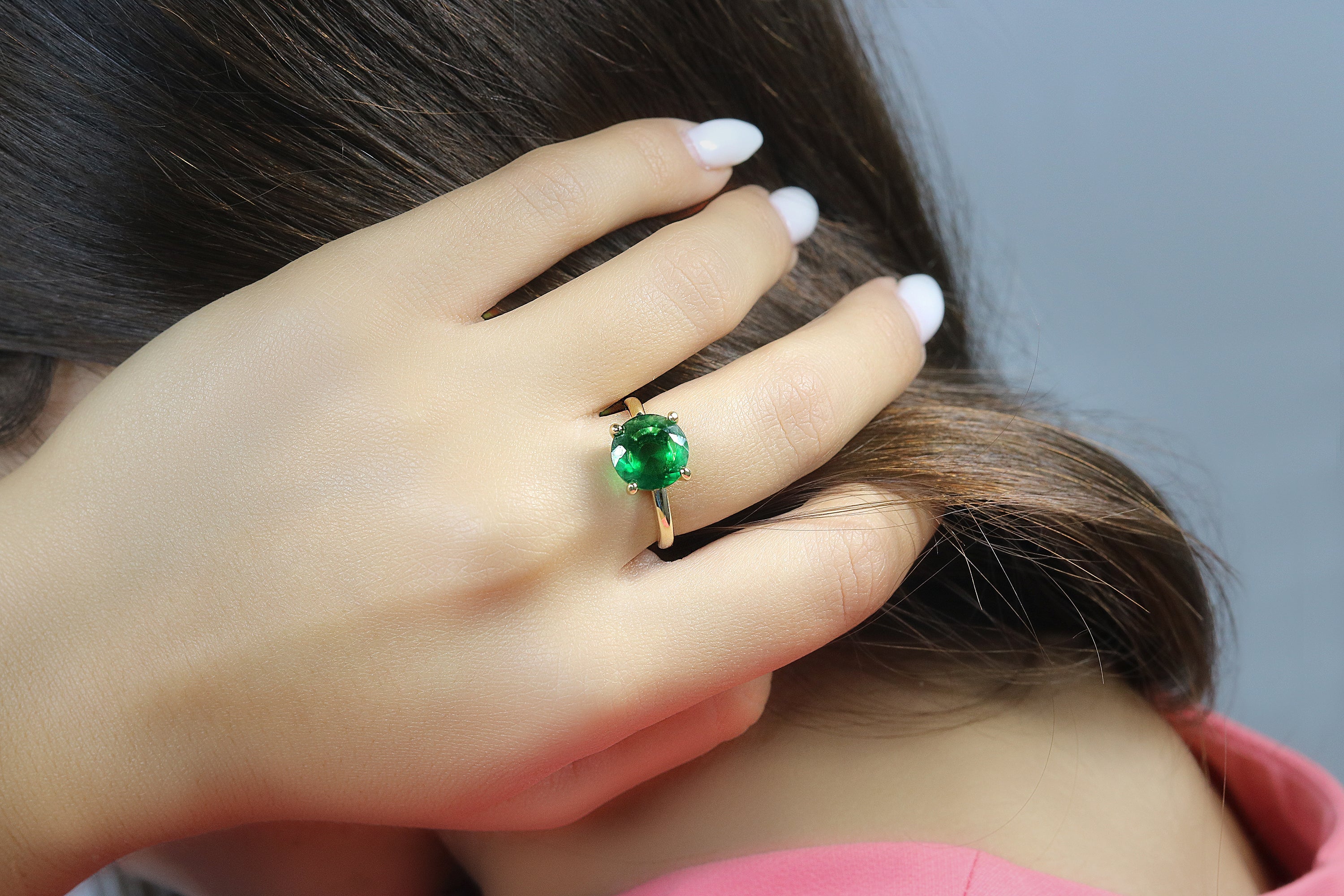 Adorable Emerald Ring in 925 Silver Anemone Unique