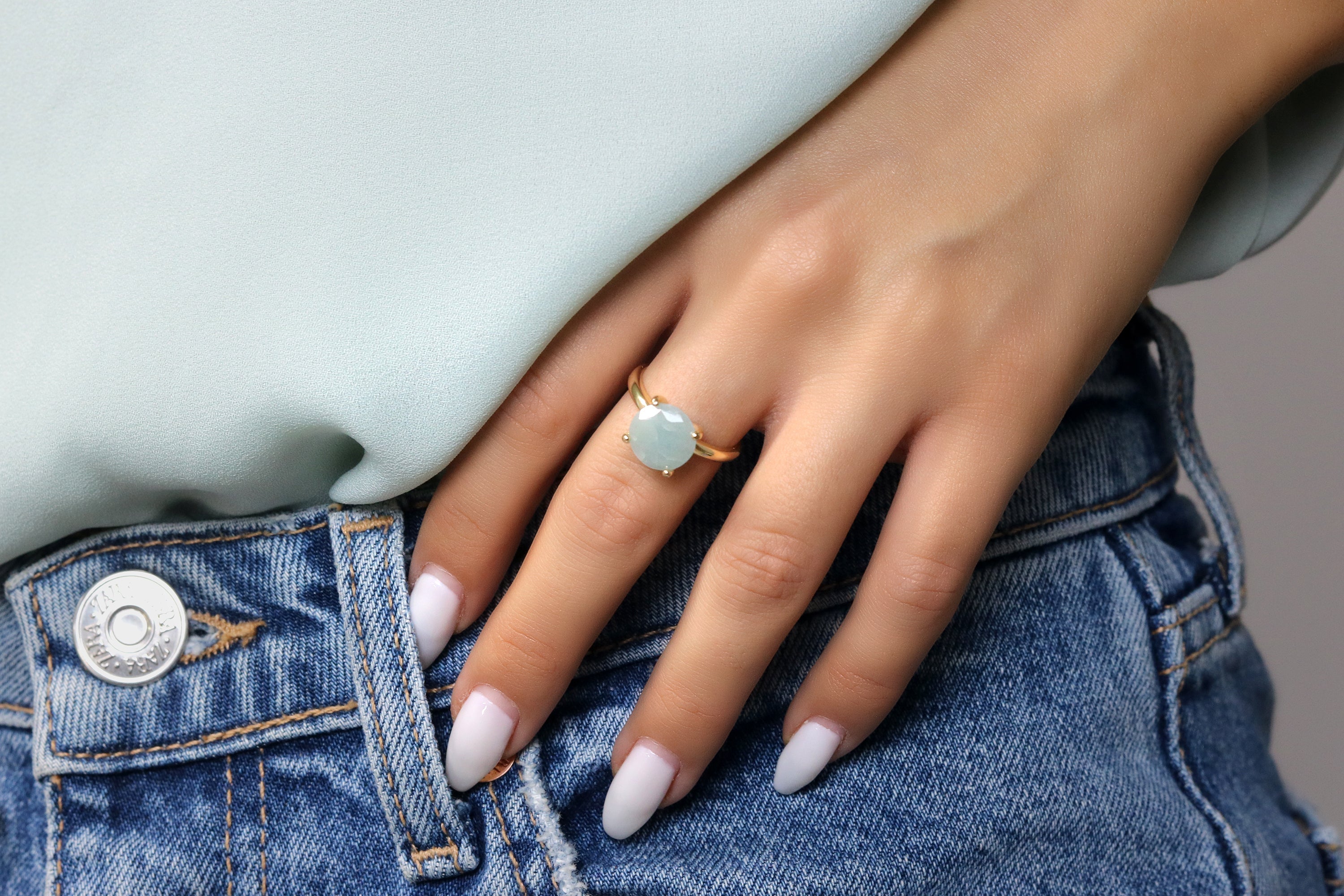 Aquamarine Jewelry Ring in 14K Gold Rings Anemone Unique