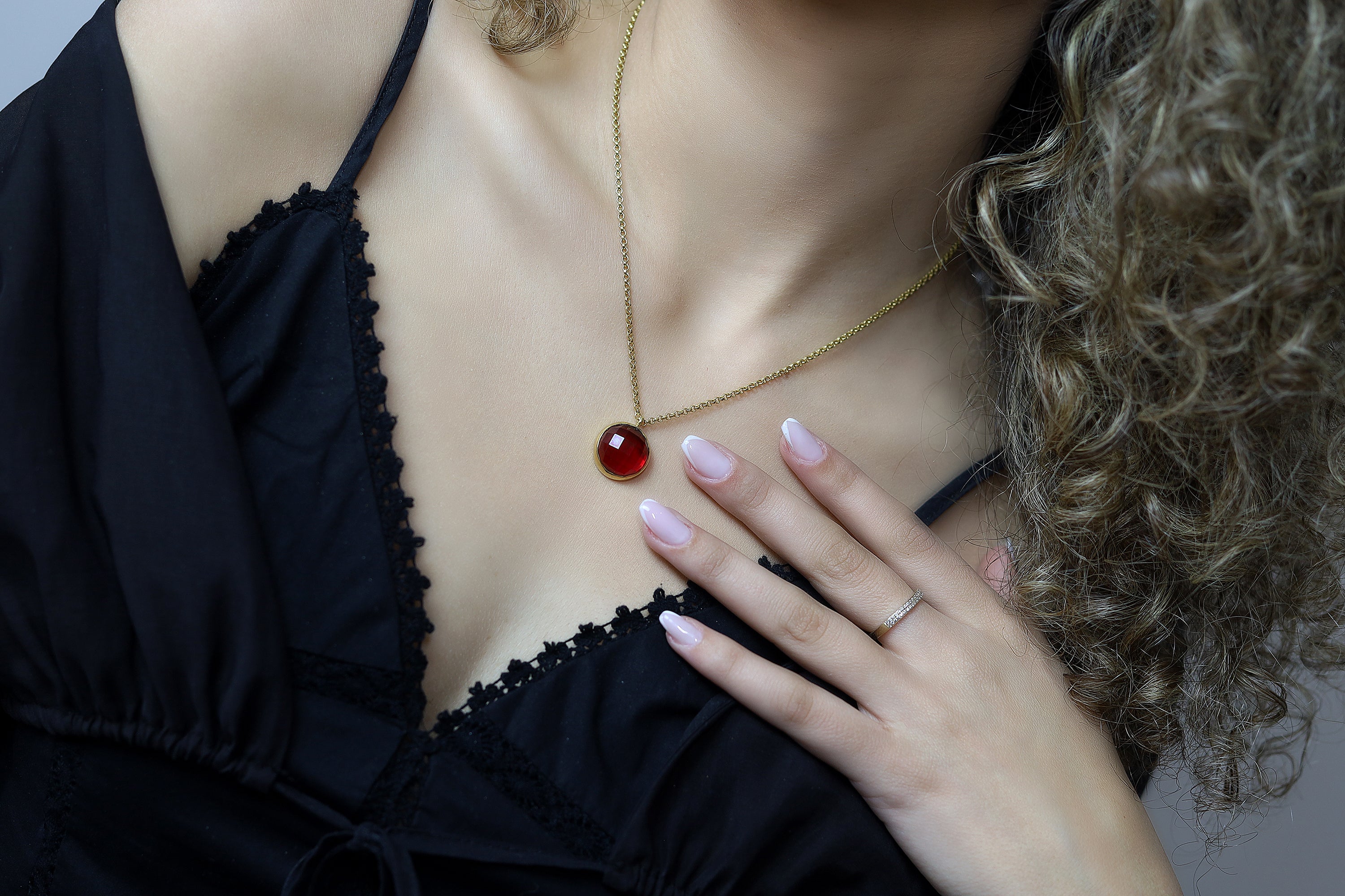 Vintage Inspired 14k Gold Ruby Bezel Set Necklace necklaces Anemone Limited