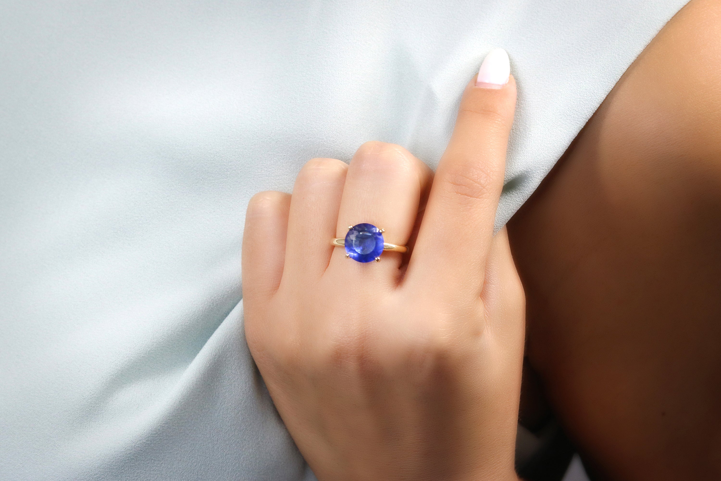 Stunning Sapphire Gold Filled Ring Anemone Unique