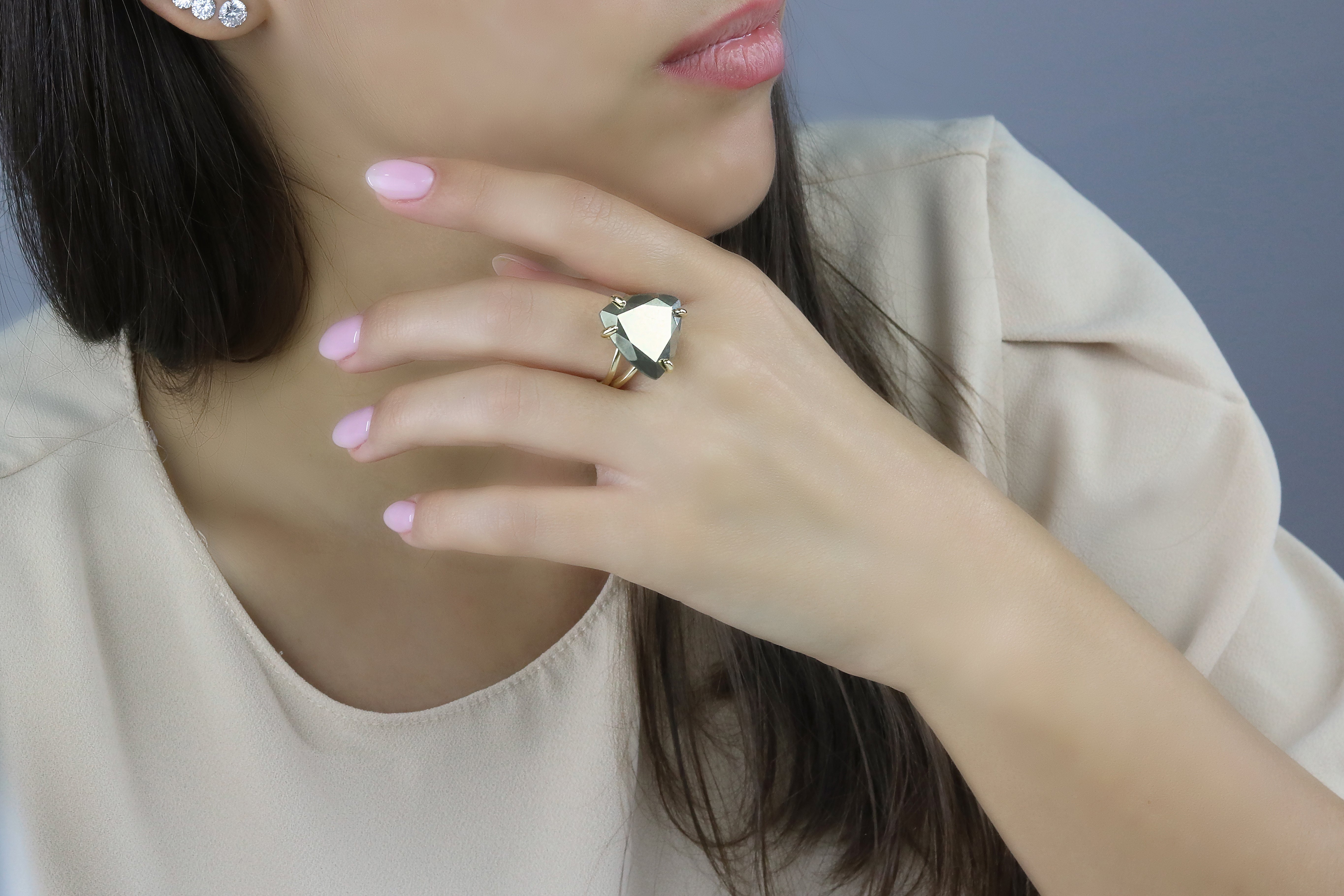 Handcrafted Pyrite Sterling Silver Ring Rings Anemone Jewelry