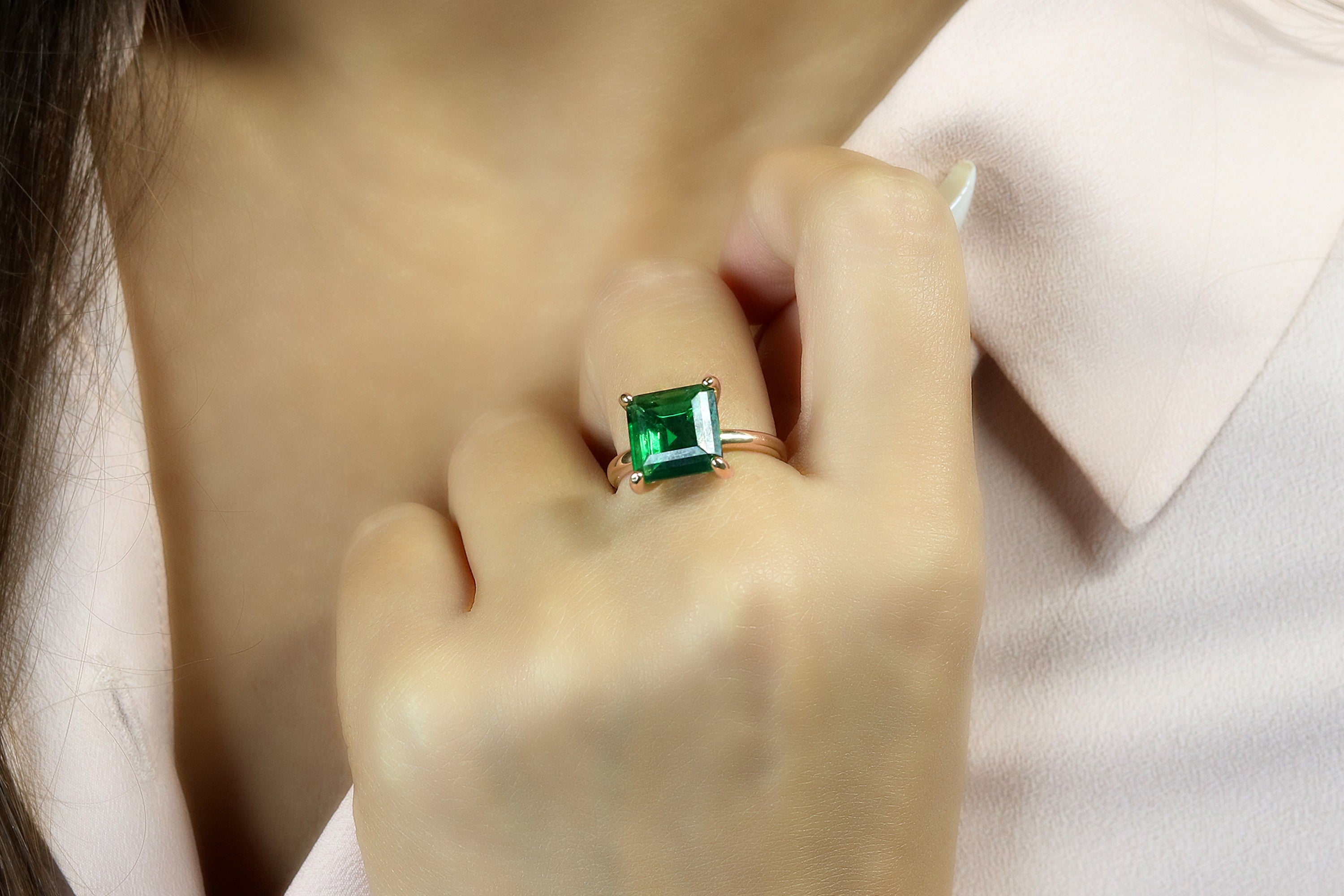 Classy Gold Emerald Ring Rings Anemone Unique