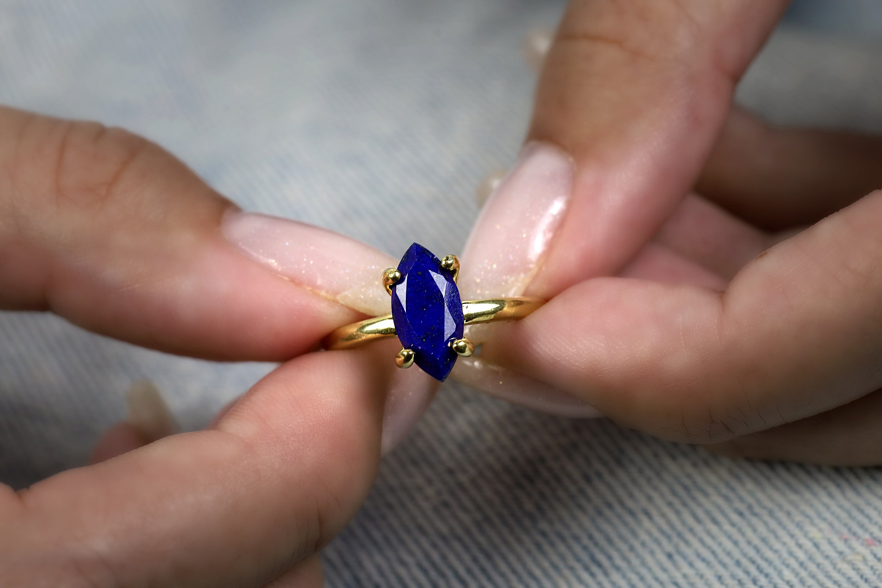 Marquise Gold Filled Lapis Lazuli Ring Rings Anemone Unique