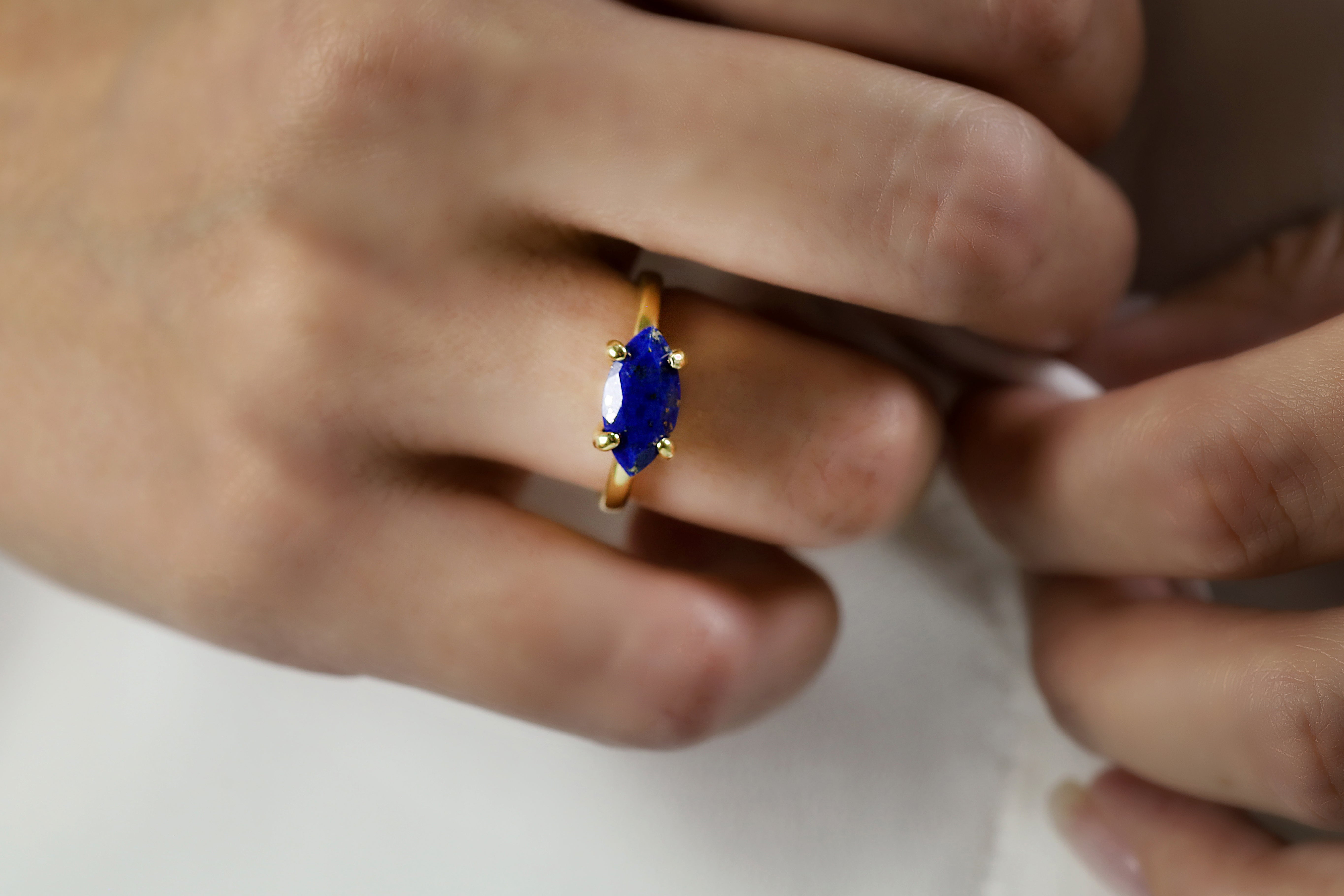 Vivid Lapis Lazuli Gold Filled Ring Rings Anemone Unique