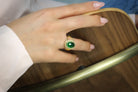 Vintage Inspired Large Oval Emerald Gold Ring Rings Anemone Jewelry
