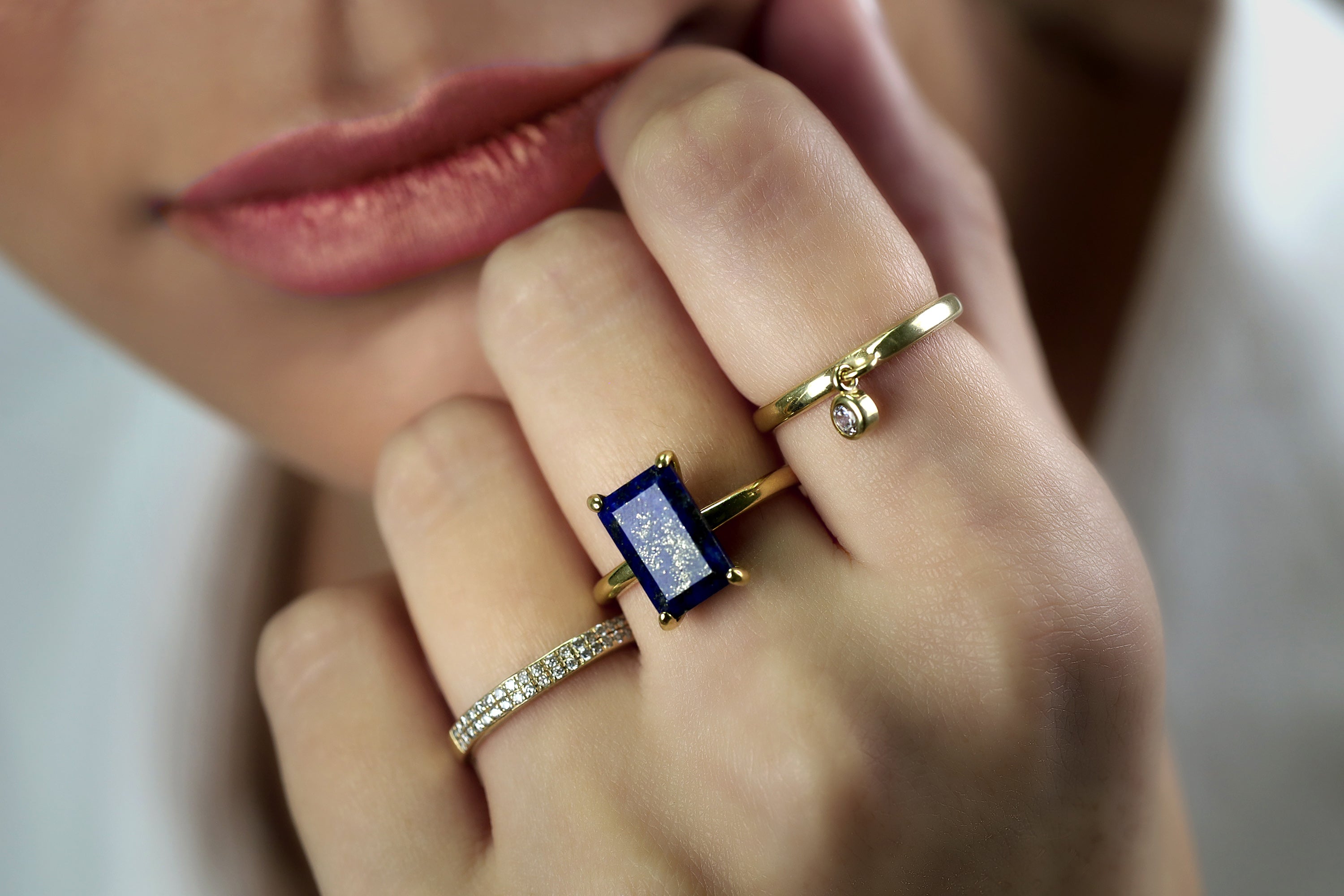 Rectangular Lapis Lazuli Ring in 925 Sterling Silver Rings Anemone Unique