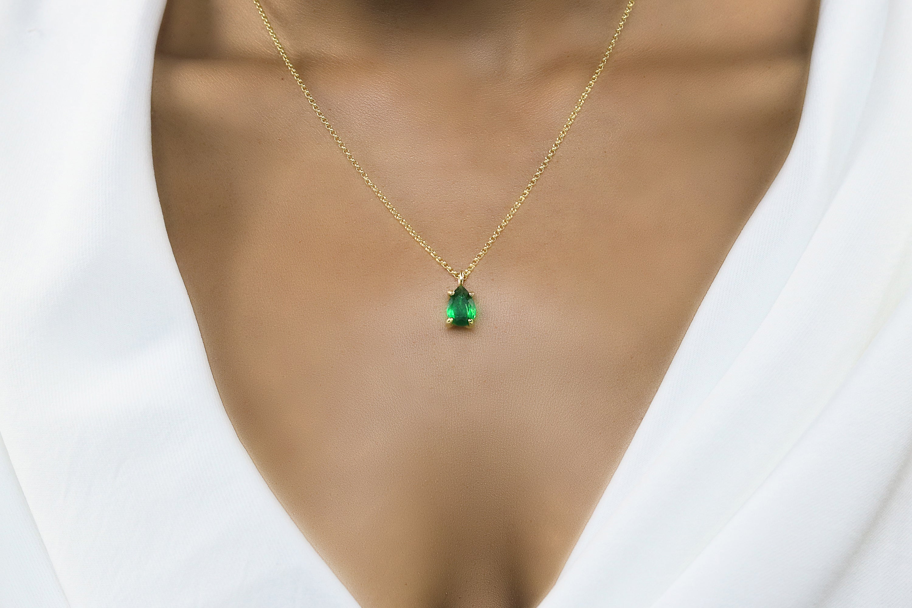 Timeless Emerald Crystal Necklace in Gold necklaces Anemone Unique