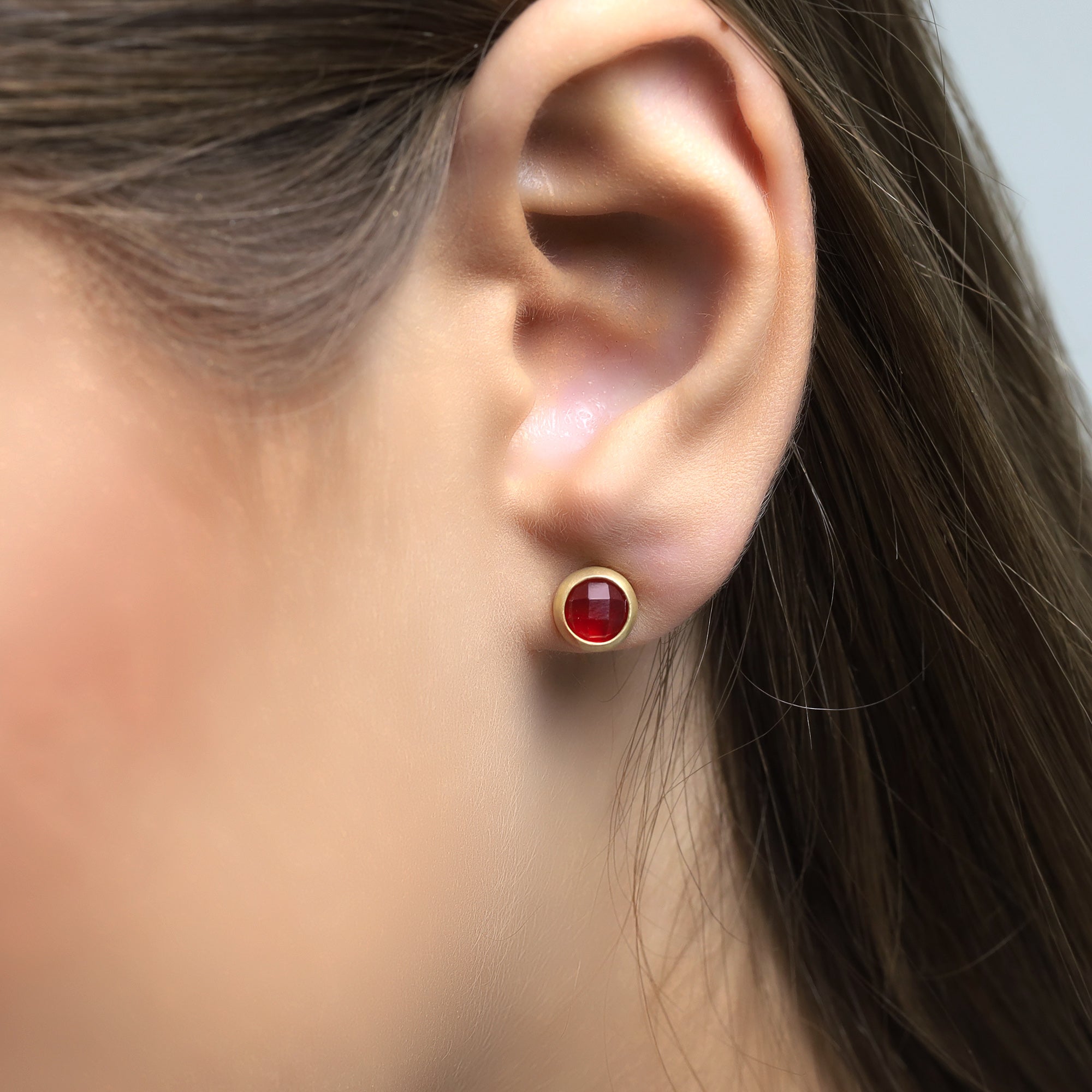 14k Solid Gold Bezel Set Garnet Earrings Earrings Anemone Limited