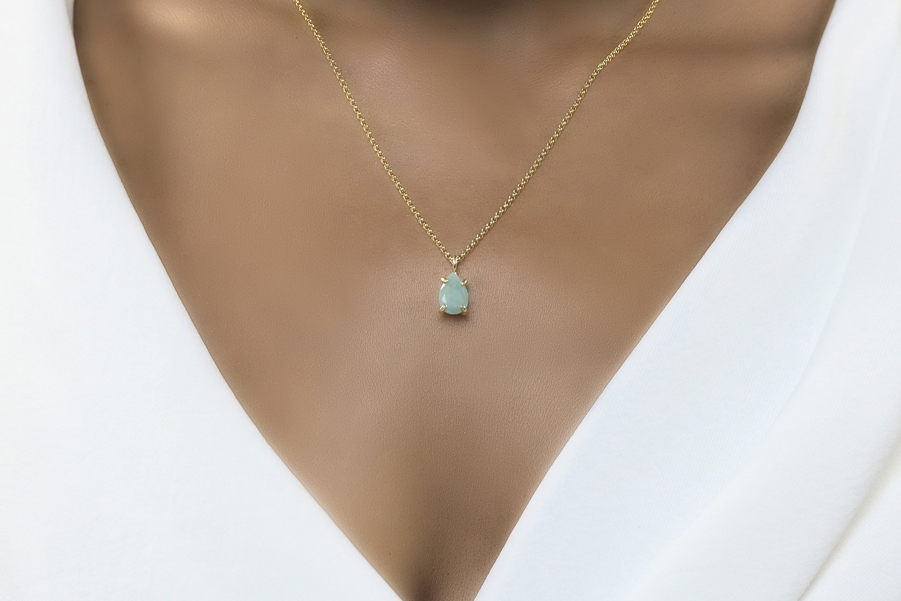 Captivating Aquamarine Gold Necklace necklaces Anemone Unique