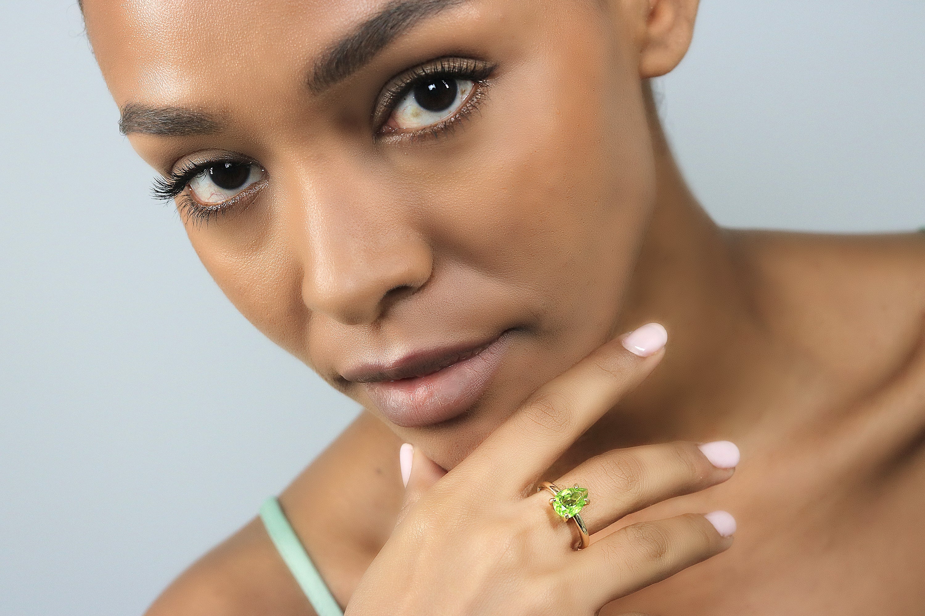 925 Sterling Silver Ring with Peridot Stone Rings Anemone Unique