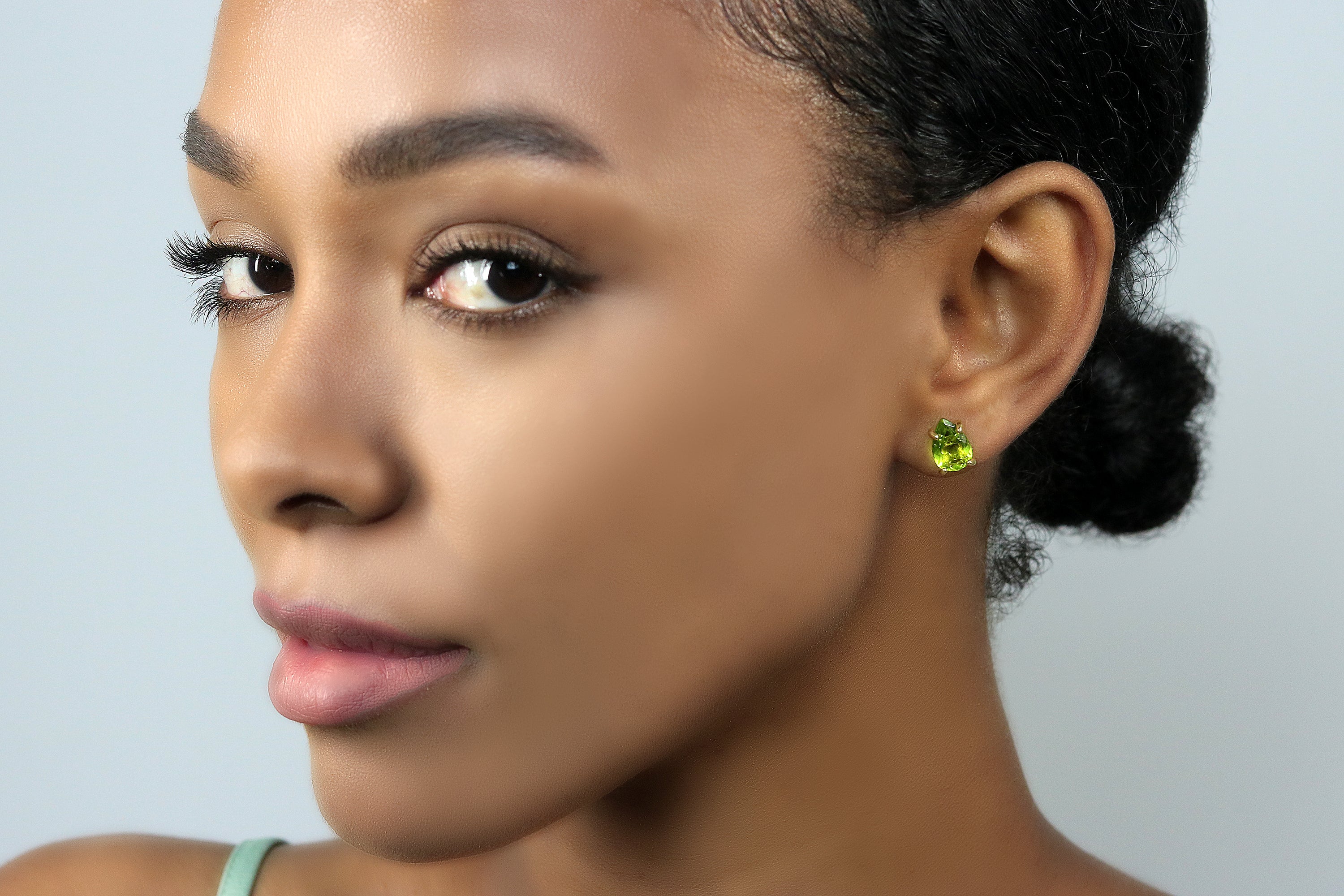 Delicate Teardrop Peridot Earrings in Gold Earrings Anemone Unique