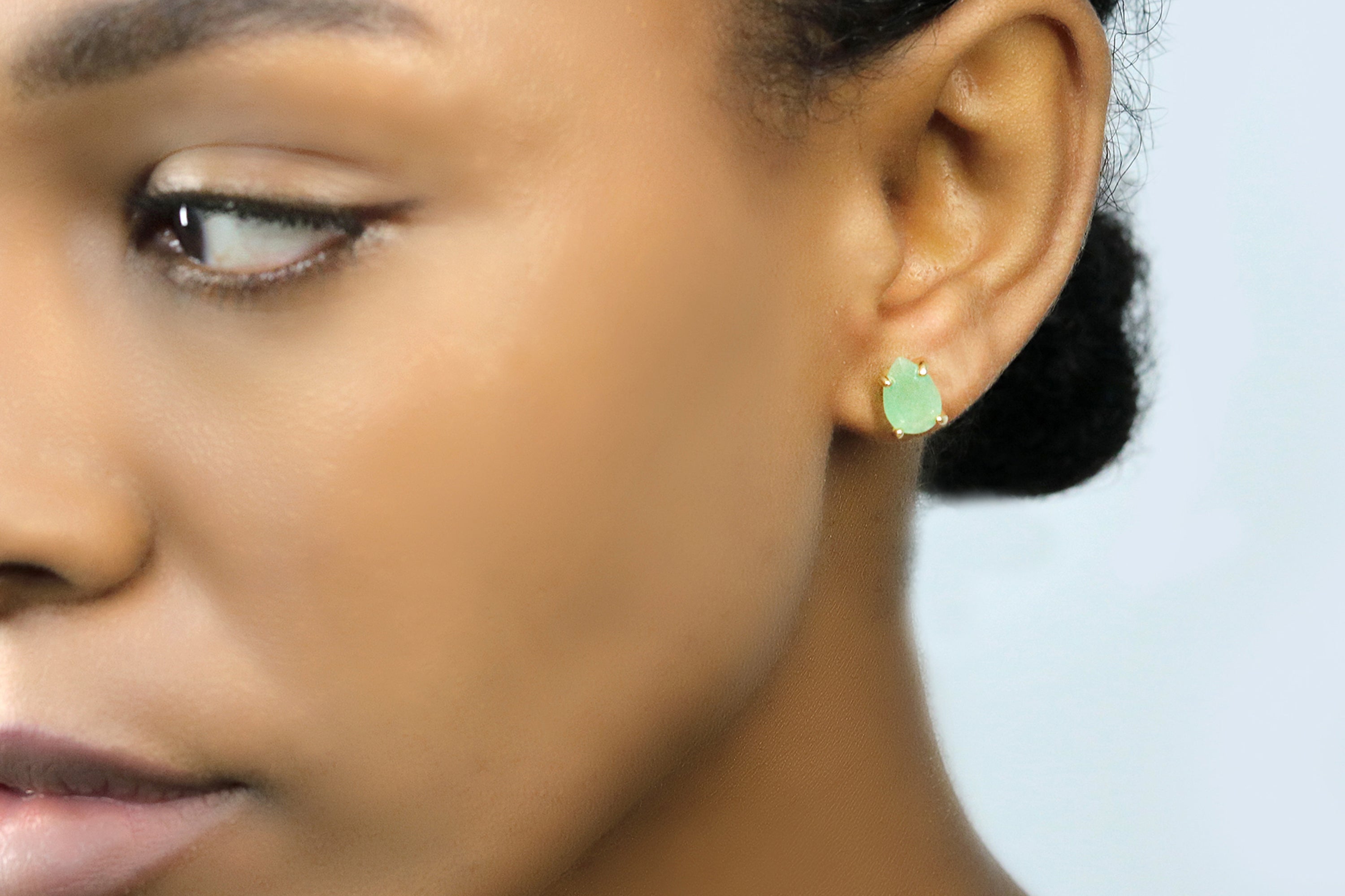 Delicate Green Aventurine Gold Stud Earrings Earrings Anemone Unique