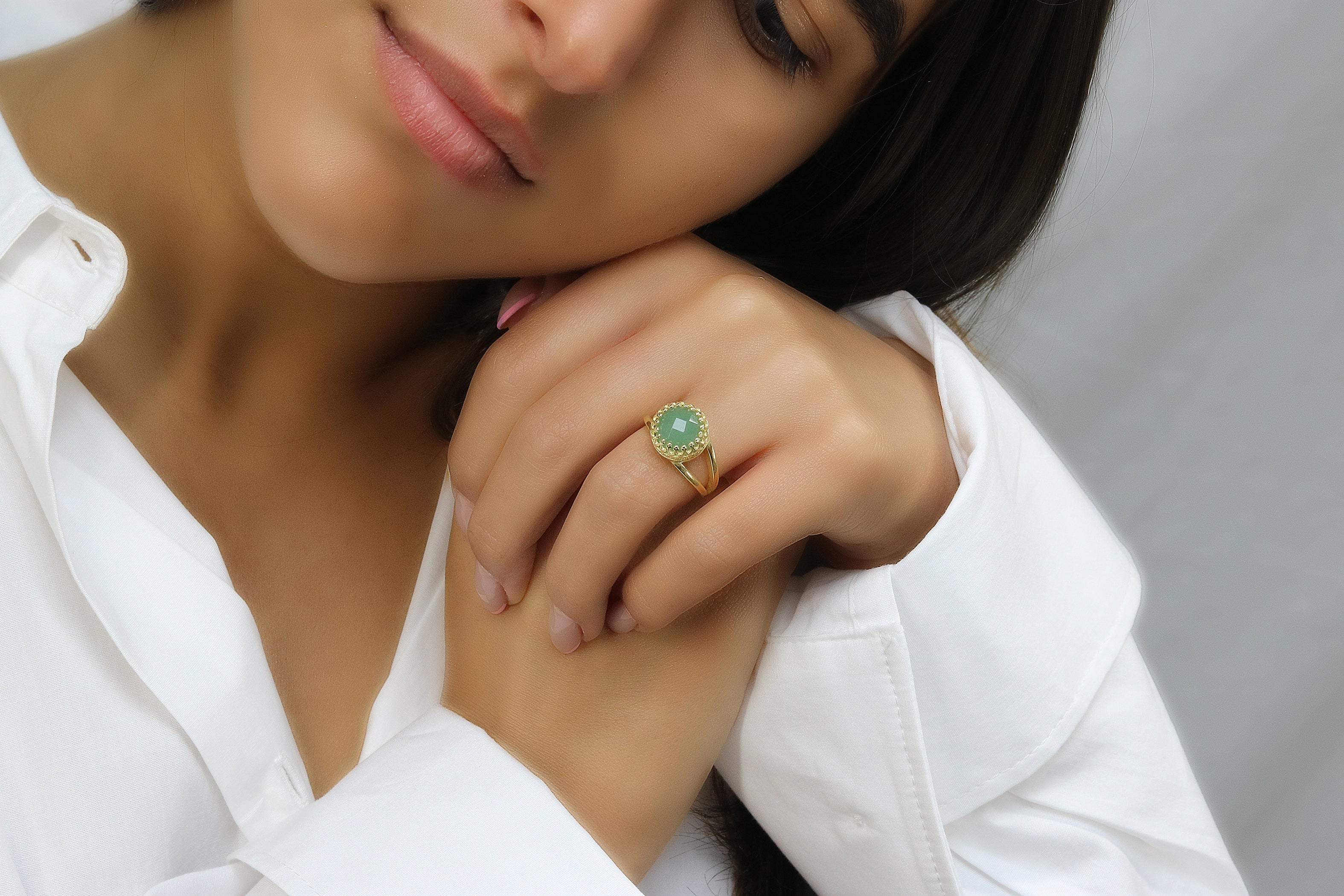 Aventurine in 14k Gold-filled Ring Band Rings Anemone Jewelry