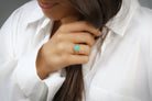 Glamorous Round Amazonite Ring in14K Rose Gold Rings Anemone Jewelry