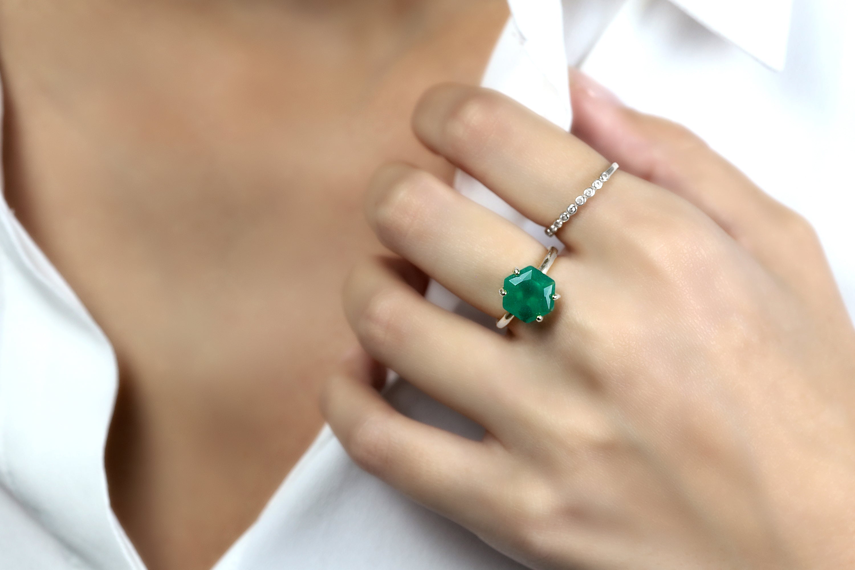 Green Onyx Gemstone Ring in Sterling Silver Rings Anemone Unique