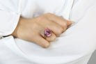 Big Rhodonite Rose Gold Ring Rings Anemone Jewelry