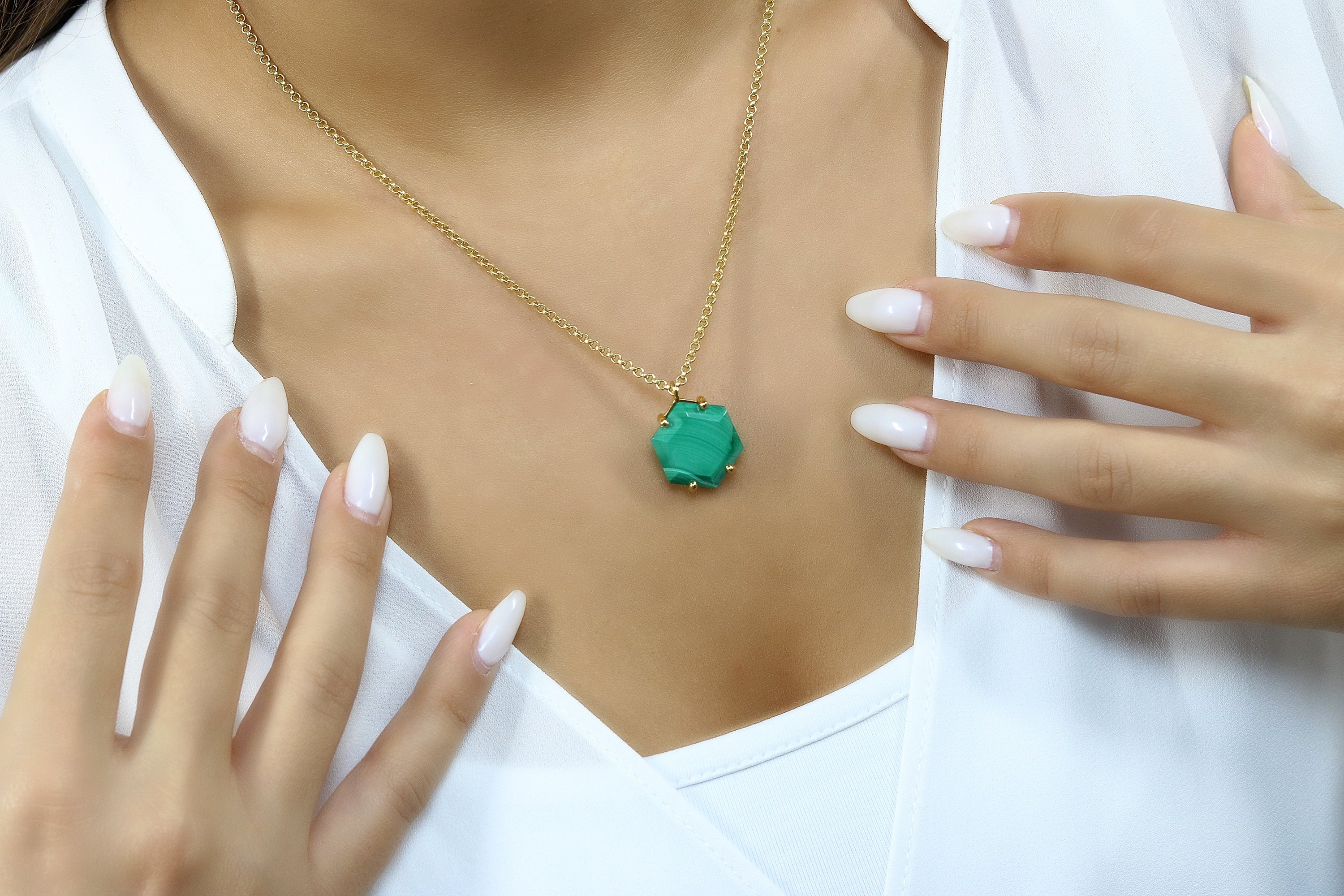 Vibrant Malachite Pendant Necklace in Sterling Silver necklaces Anemone Jewelry