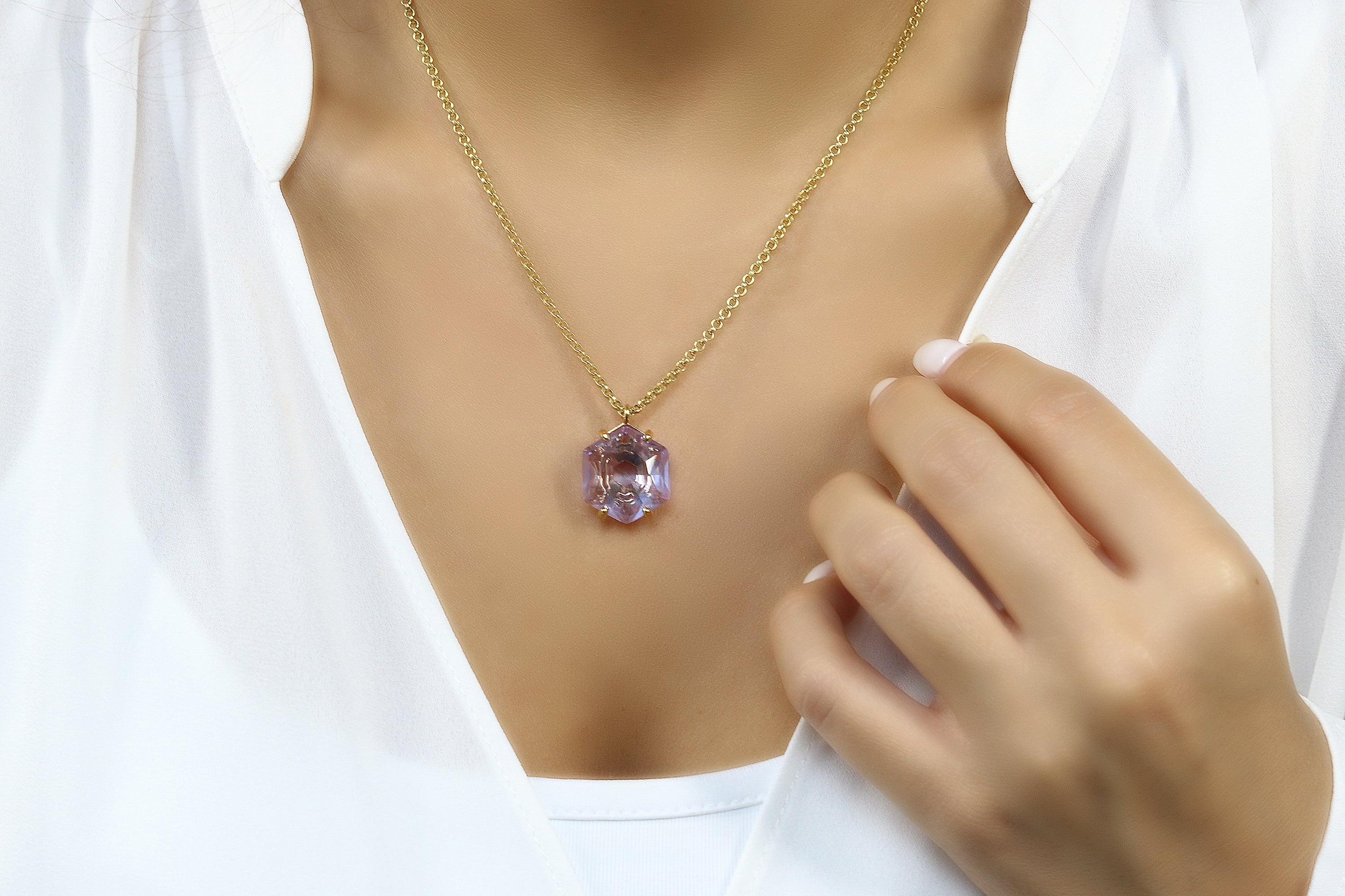 Hexagon Tanzanite Necklace in Sterling Silver necklaces Anemone Jewelry