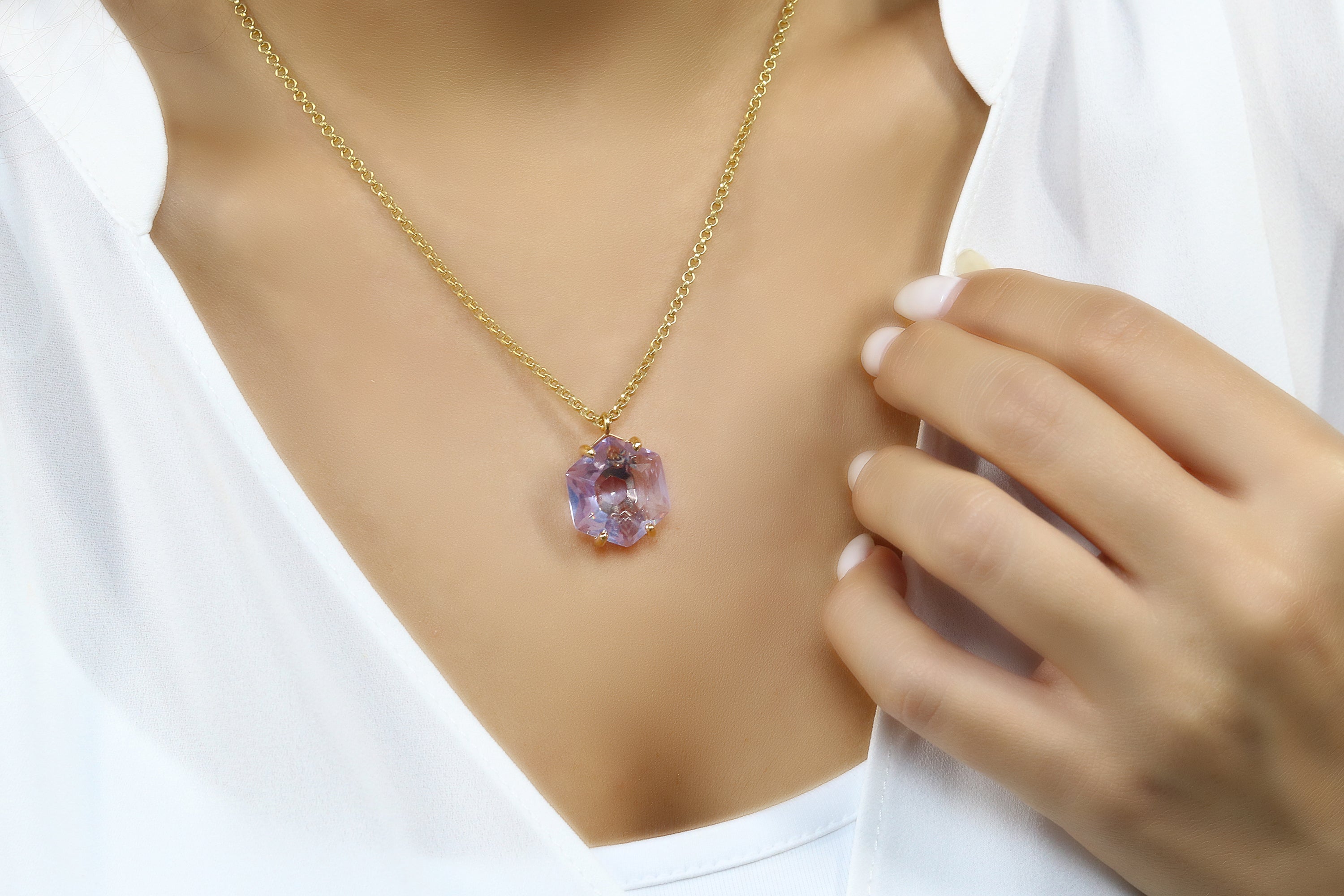 Hexagon Tanzanite Necklace in Sterling Silver necklaces Anemone Jewelry