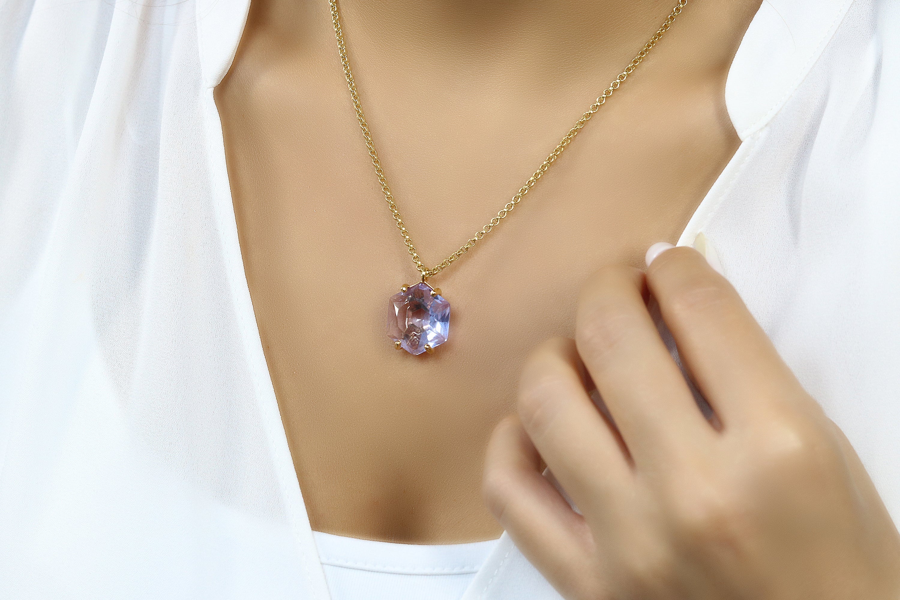 Hexagon Tanzanite Necklace in Sterling Silver necklaces Anemone Jewelry