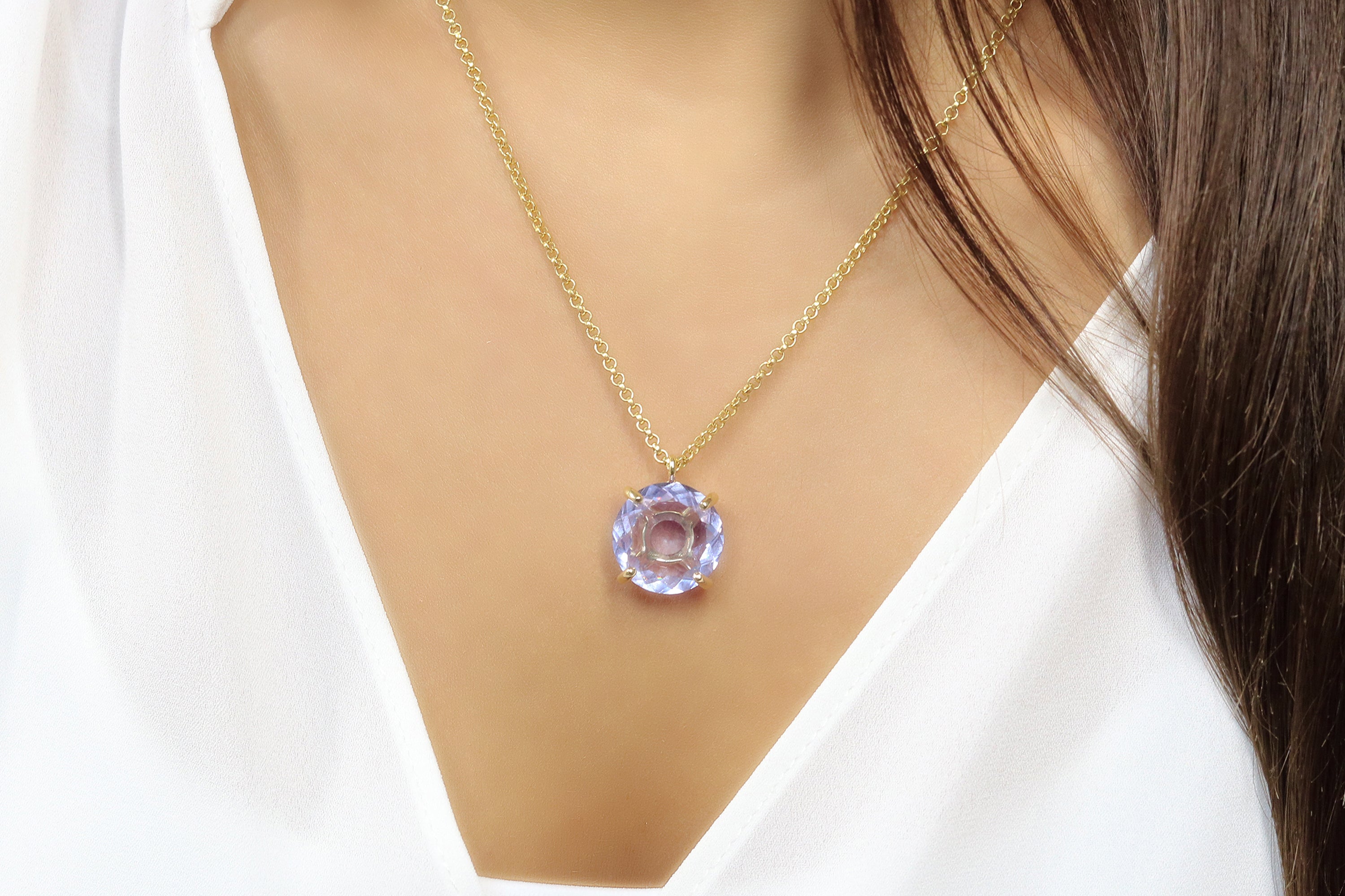 Luscious Round Tanzanite Necklace in Gold necklaces Anemone Jewelry