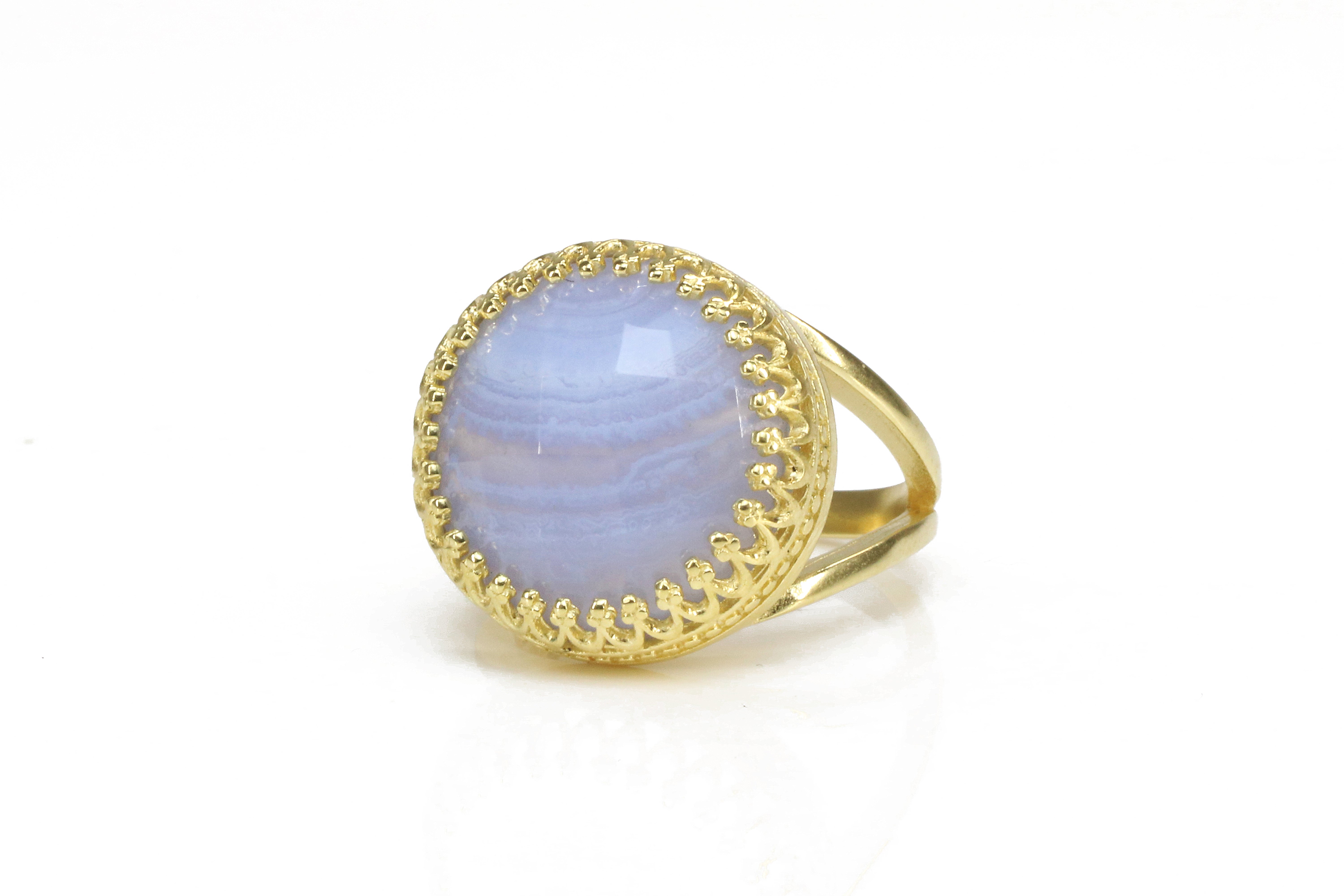 Adorable Lace Agate in 14K Rose Gold Ring Rings Anemone Jewelry
